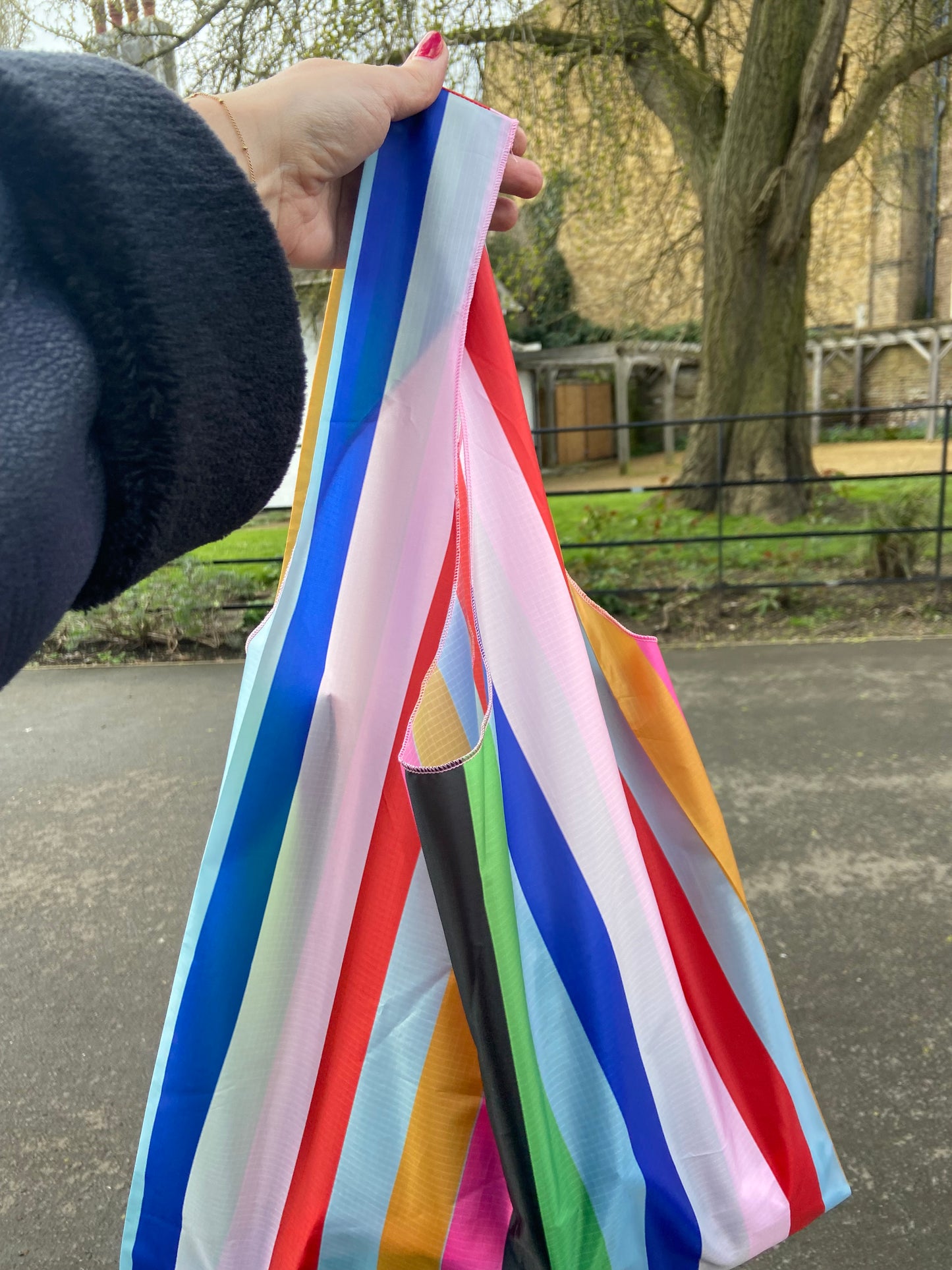 Multicoloured Stripe Parachute Shopper Bag