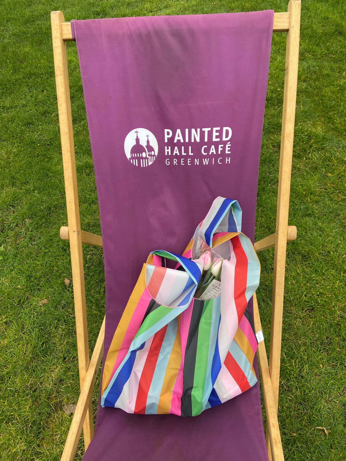 Multicoloured Stripe Parachute Shopper Bag
