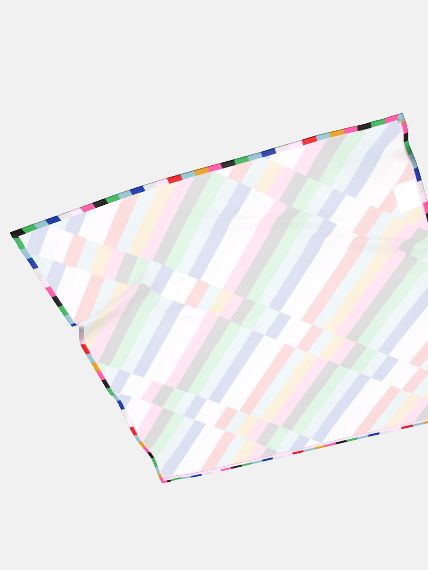 Multicoloured Striped Satin Silk Square Scarf