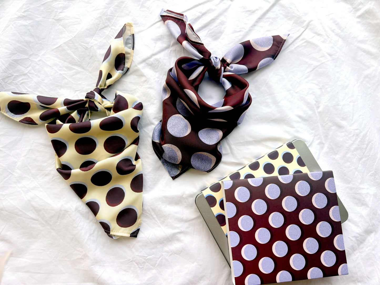 Polka dot Satin Bandana in Chocolate