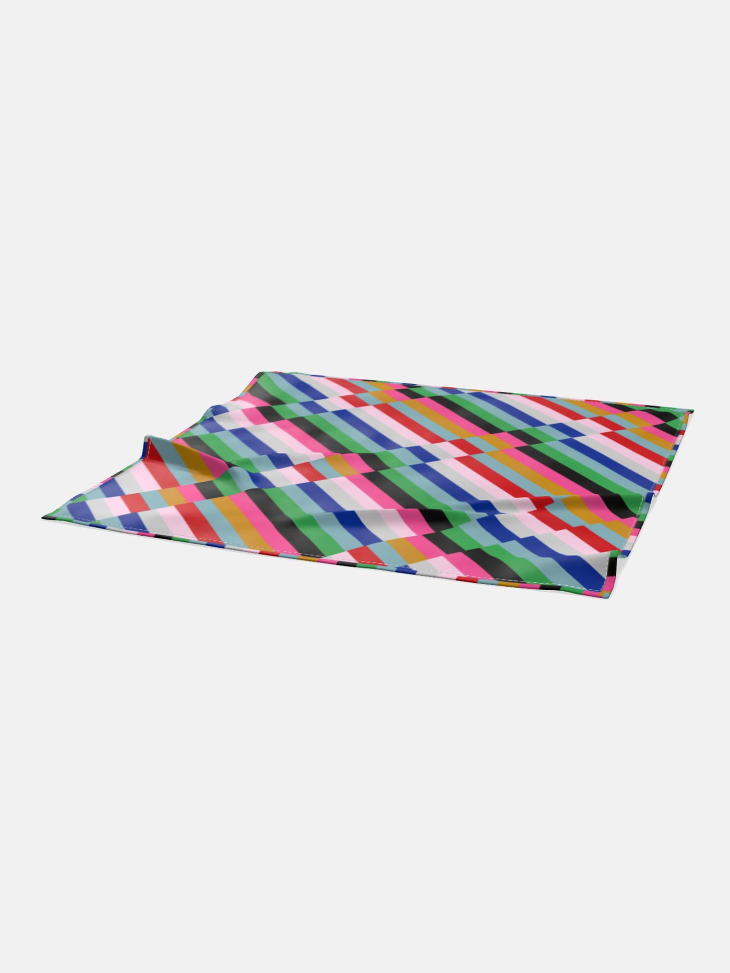 Multicoloured Striped Satin Silk Square Scarf