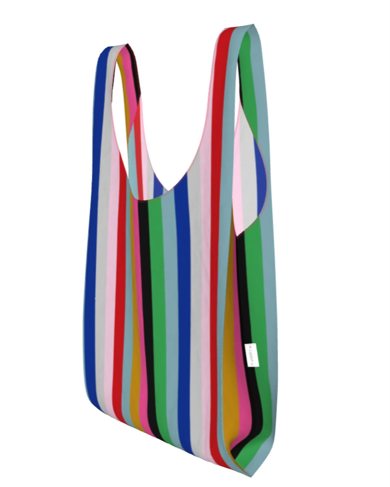 Multicoloured Stripe Parachute Shopper Bag