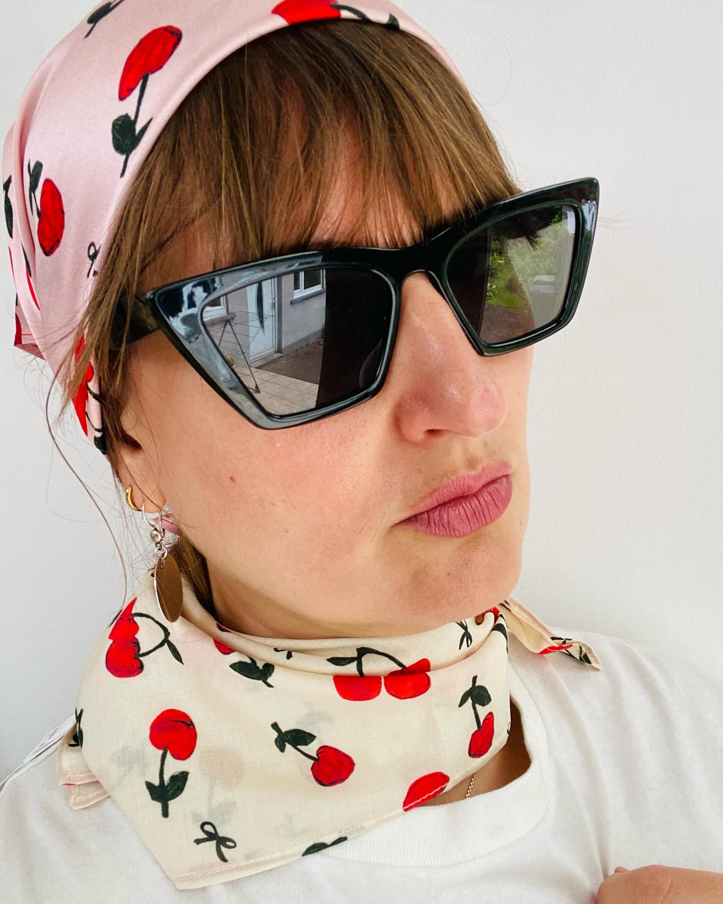 Painted Cherry and Bow Cotton 90's Bandana