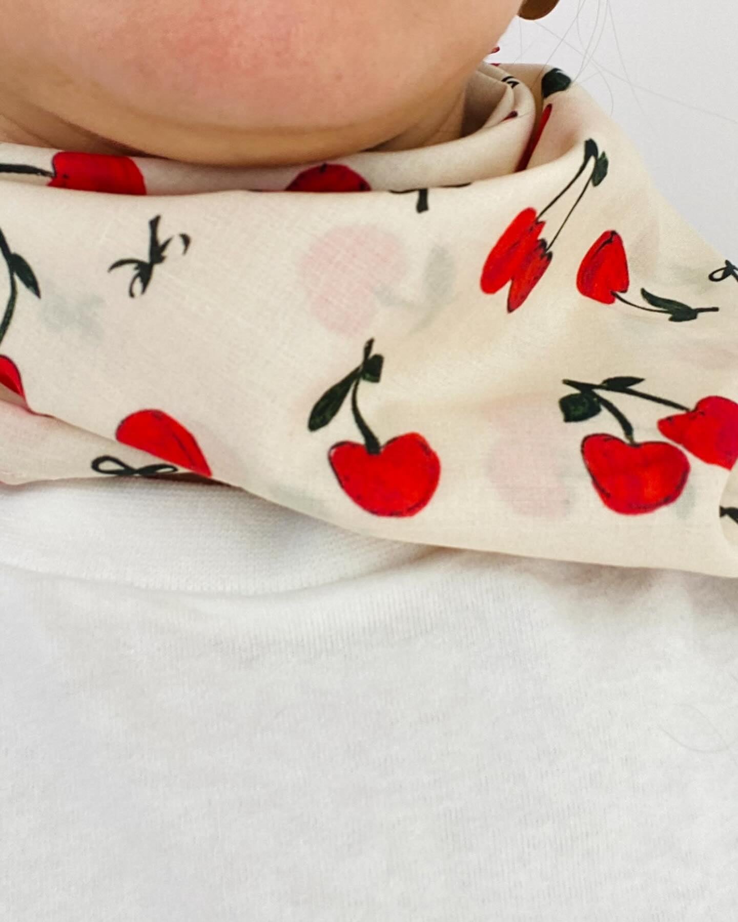 Painted Cherry and Bow Cotton 90's Bandana