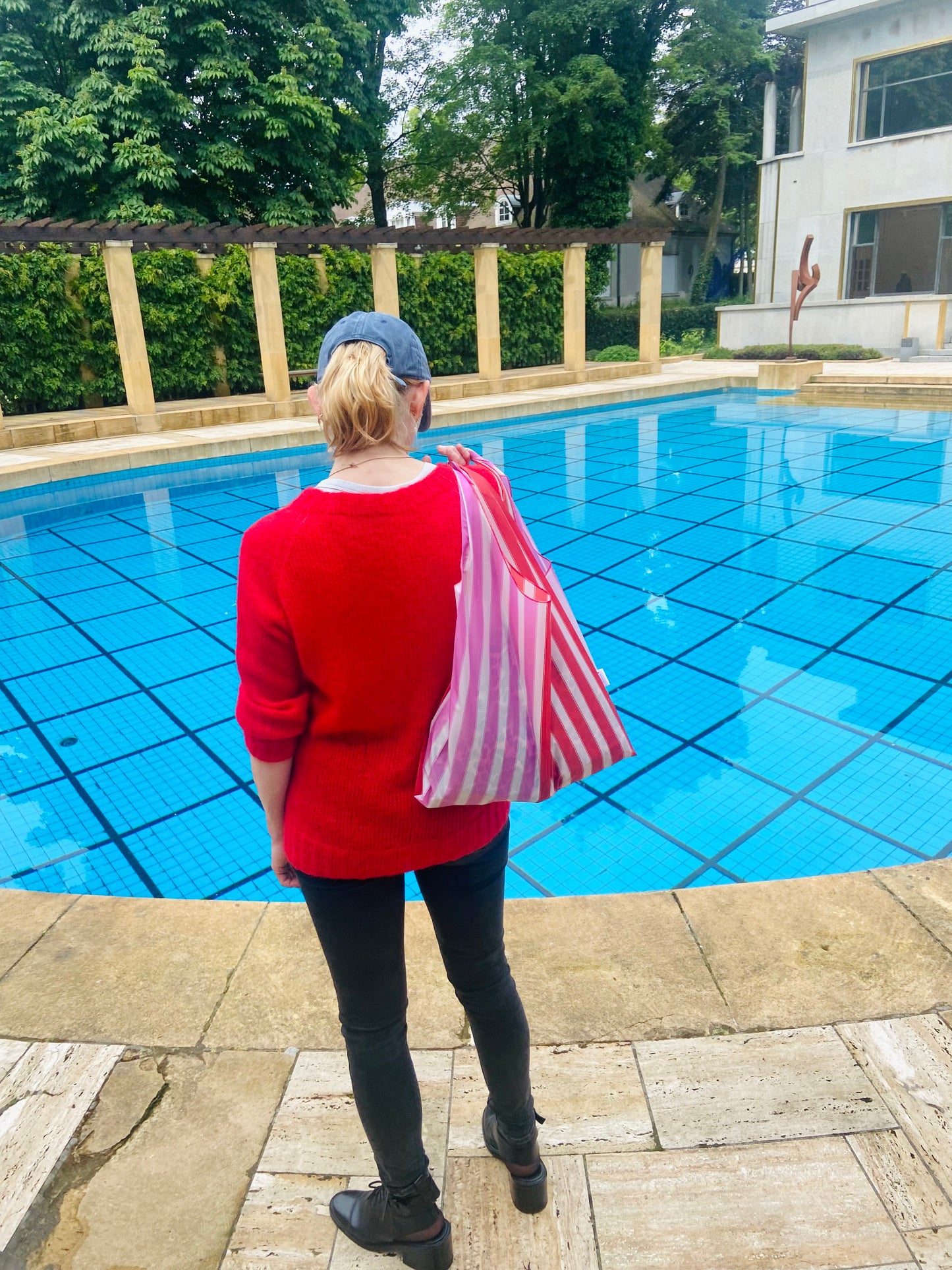 Pink and Red Stripe Parachute Shopper Bag