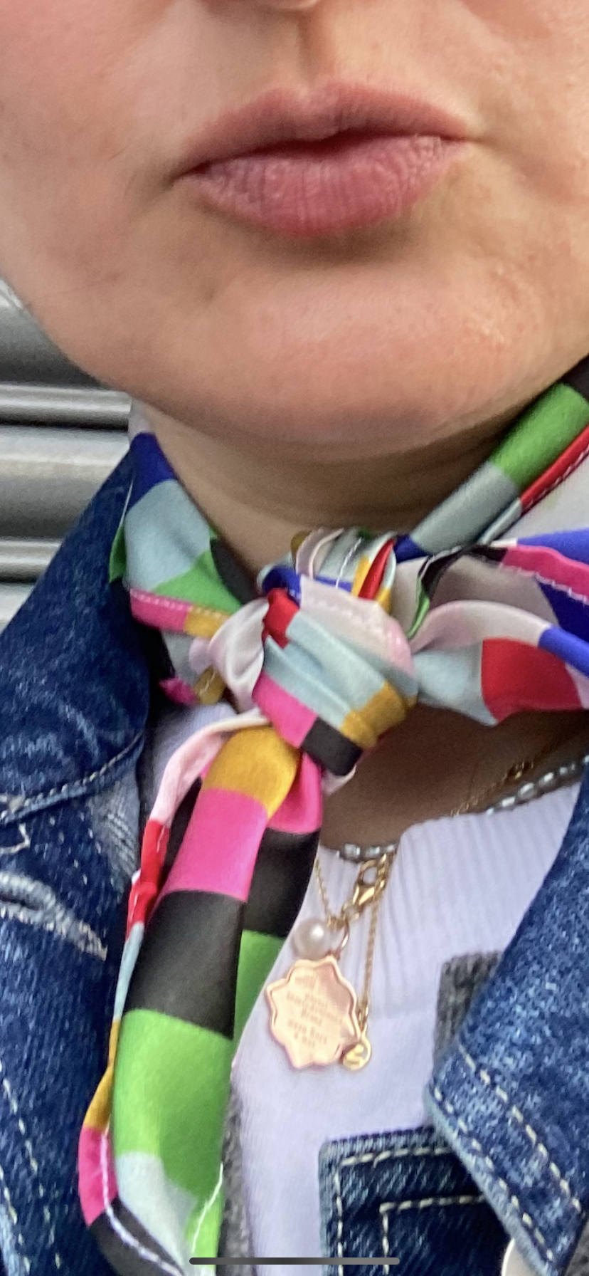 Multicoloured Striped Satin Silk Square Scarf