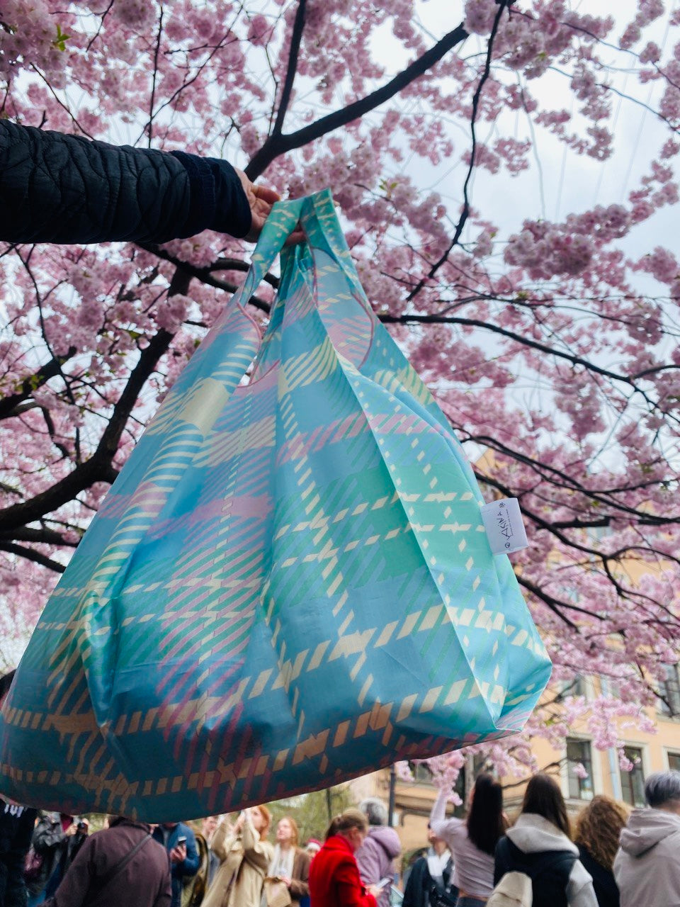 Tartan Pastel Parachute Waterproof Shopper Bag In Pastels