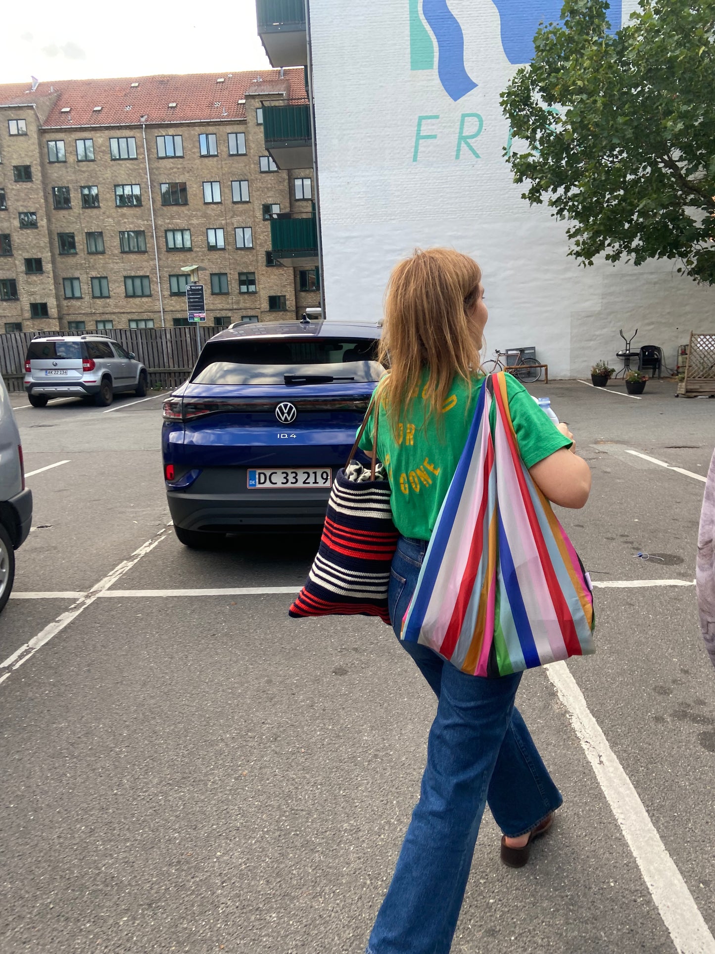 Multicoloured Stripe Parachute Shopper Bag