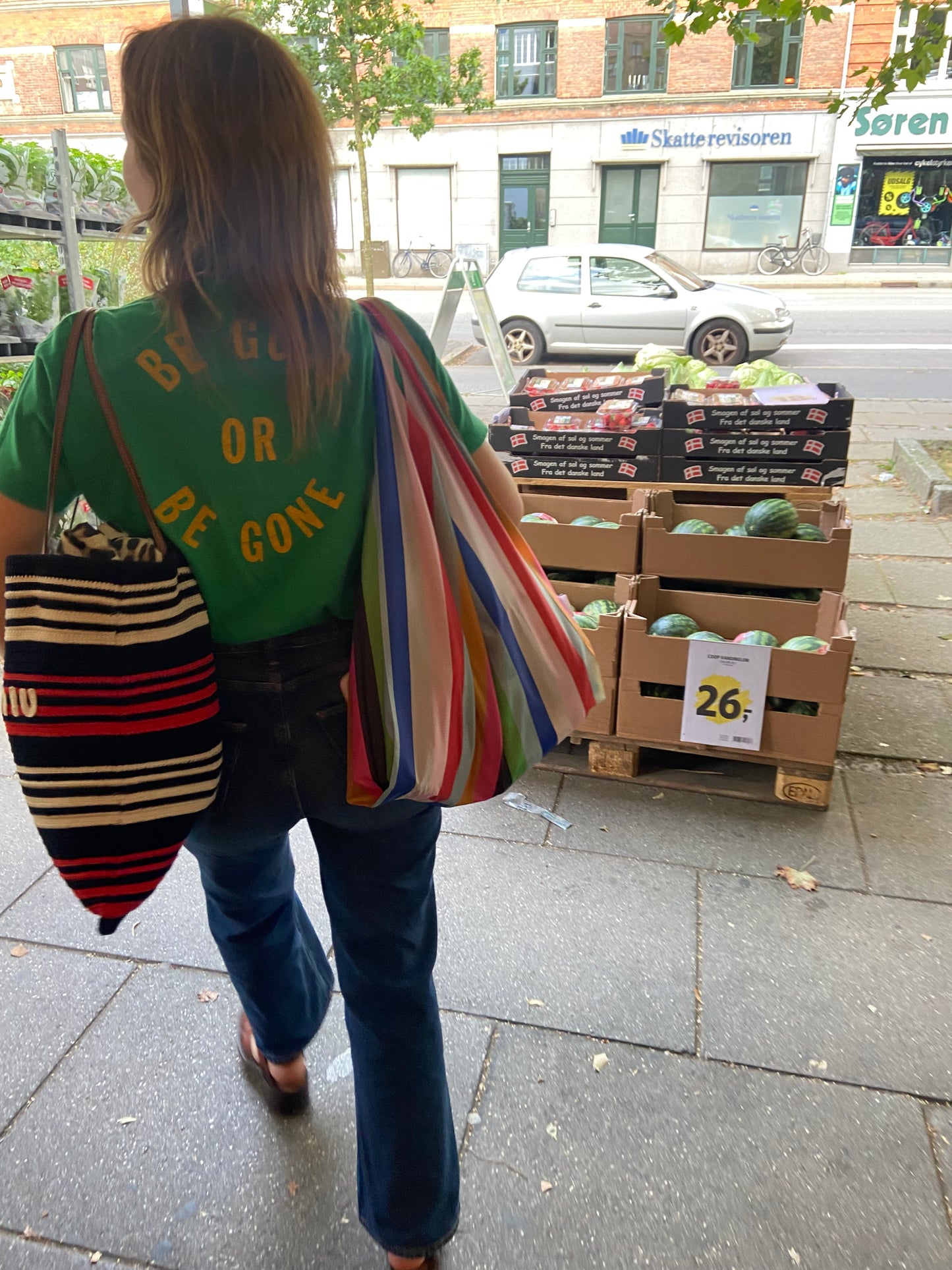 Multicoloured Stripe Parachute Shopper Bag