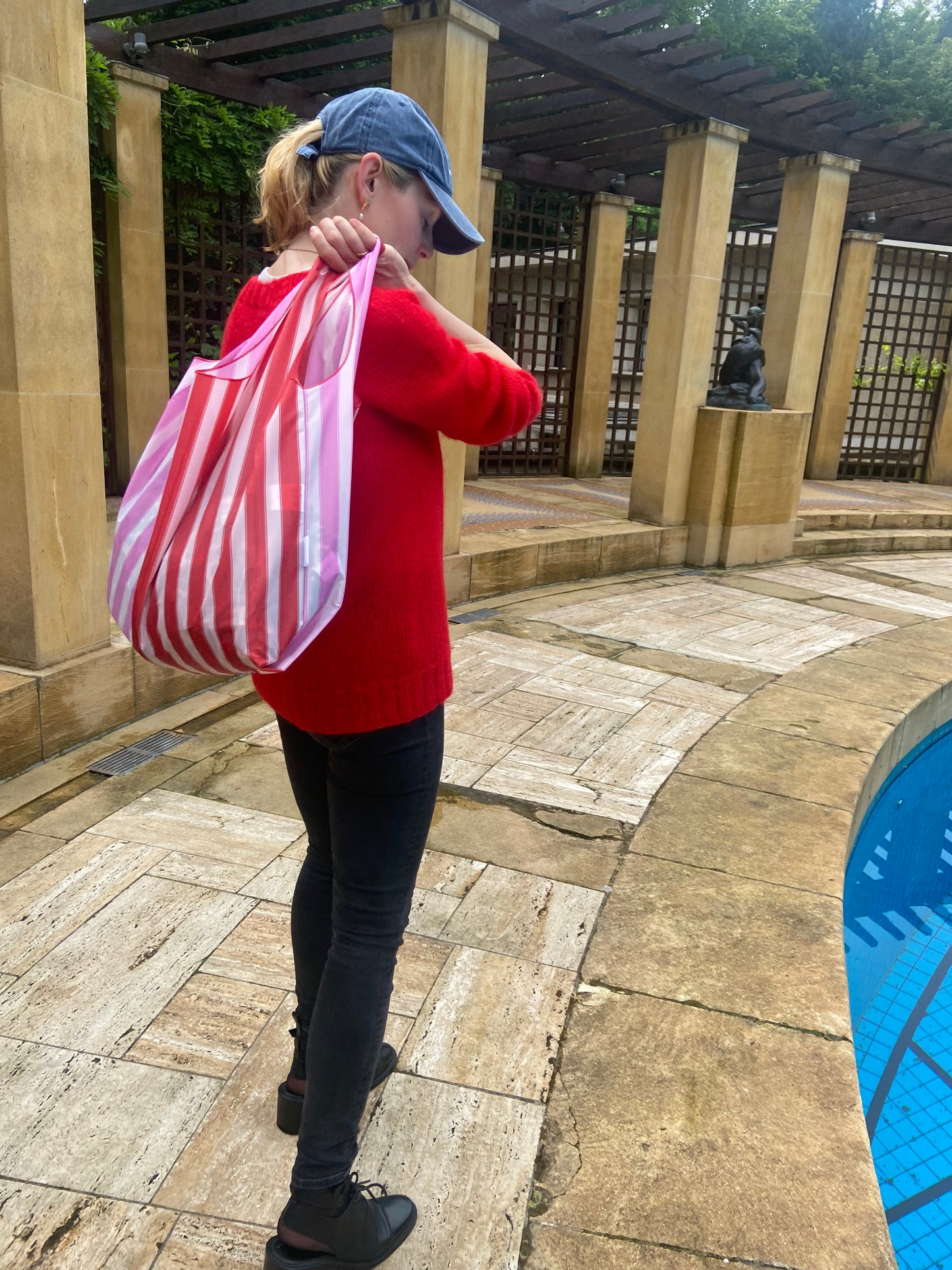 Pink and Red Stripe Parachute Shopper Bag