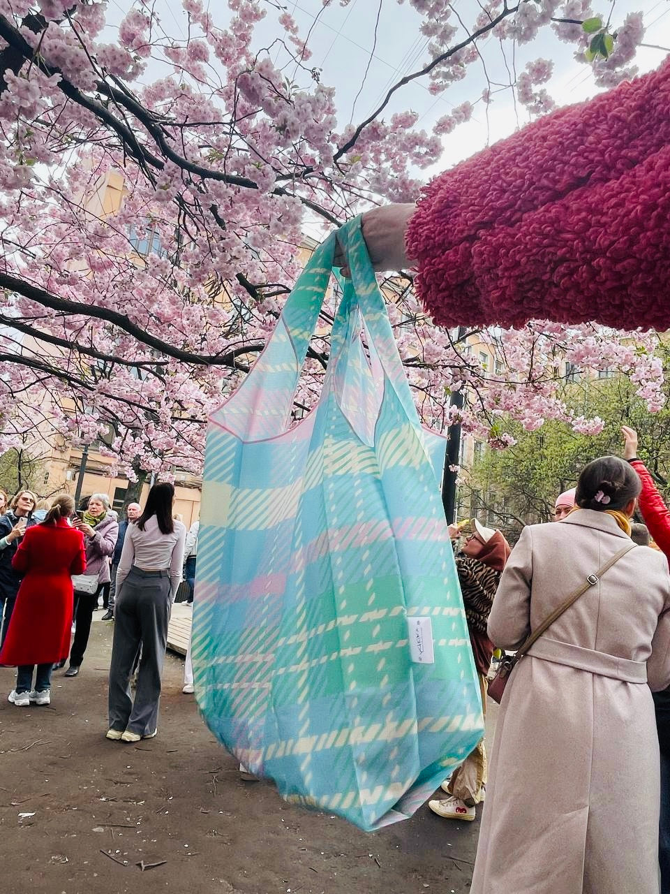 Tartan Pastel Parachute Waterproof Shopper Bag In Pastels
