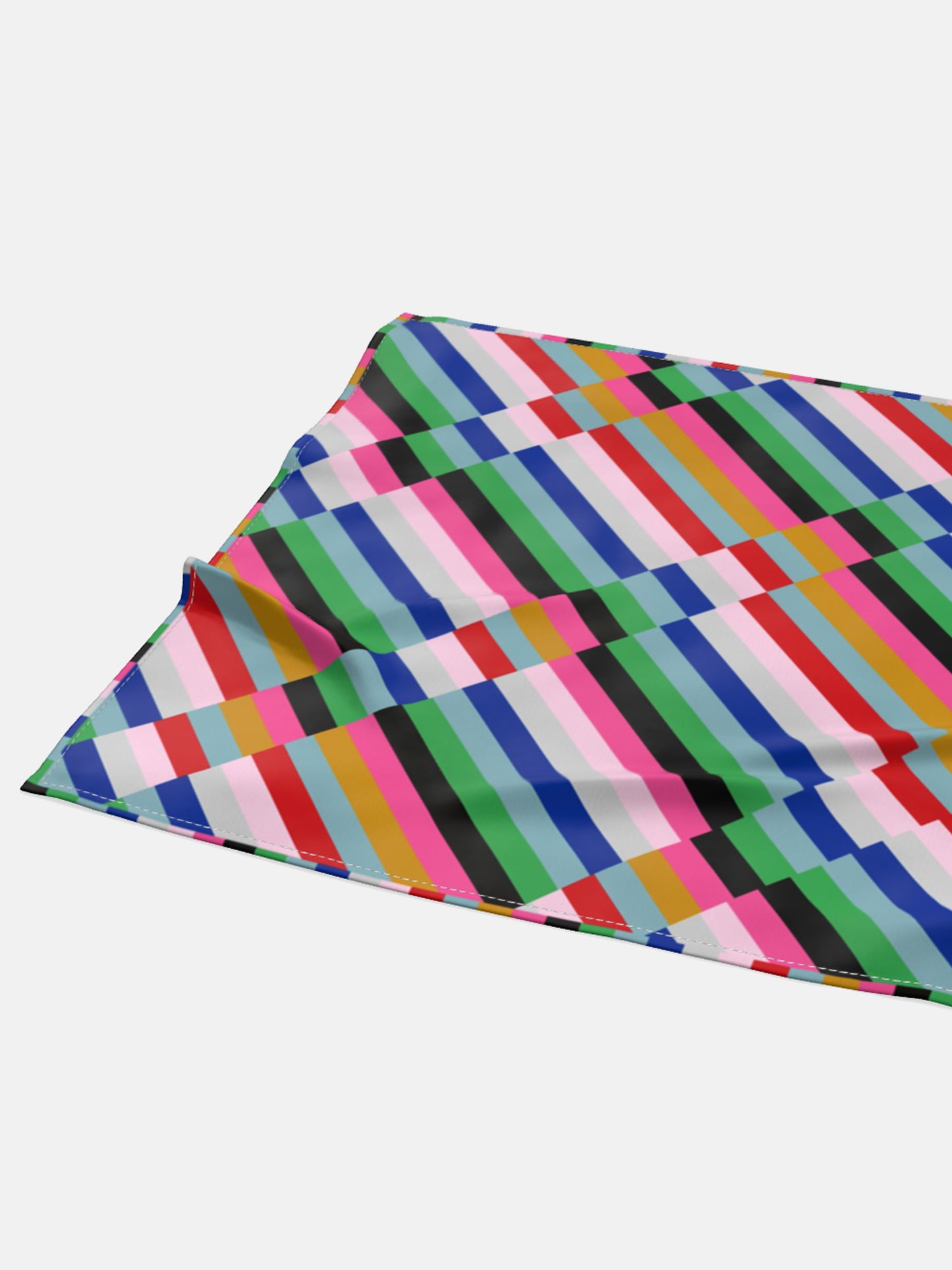 Multicoloured Striped Satin Silk Square Scarf