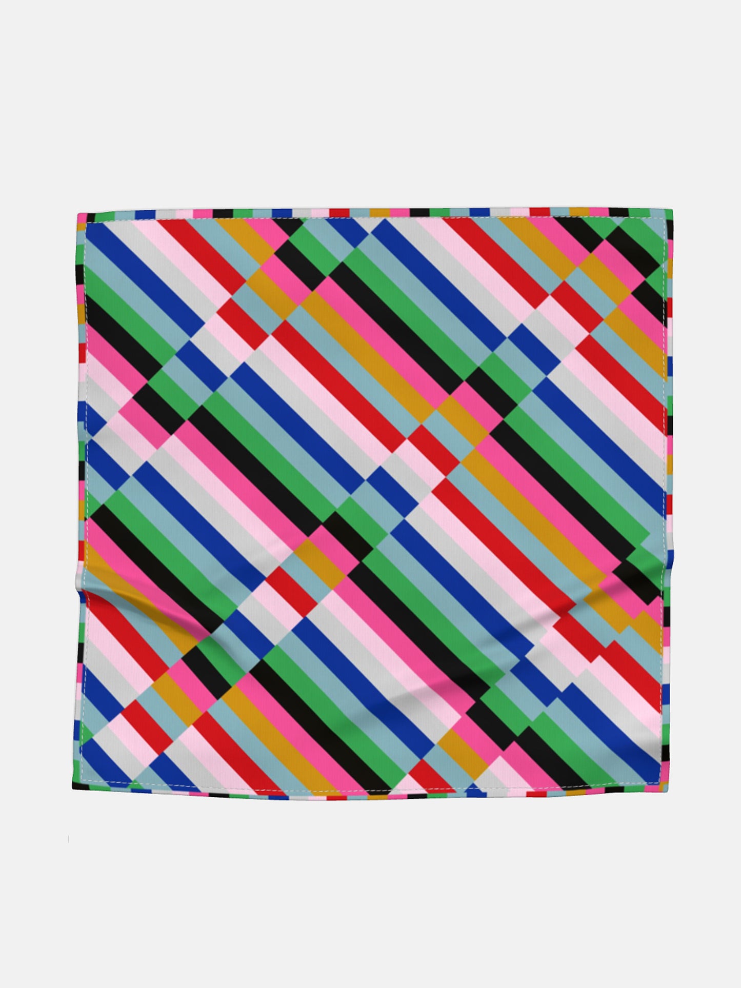 Multicoloured Striped Satin Silk Square Scarf
