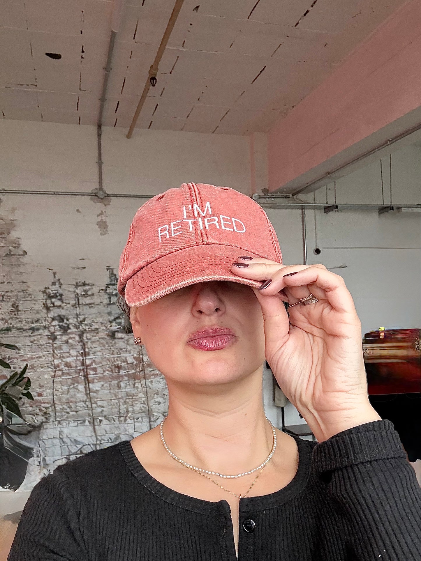 I'm Retired Embroidered Unisex Cap in Terracotta