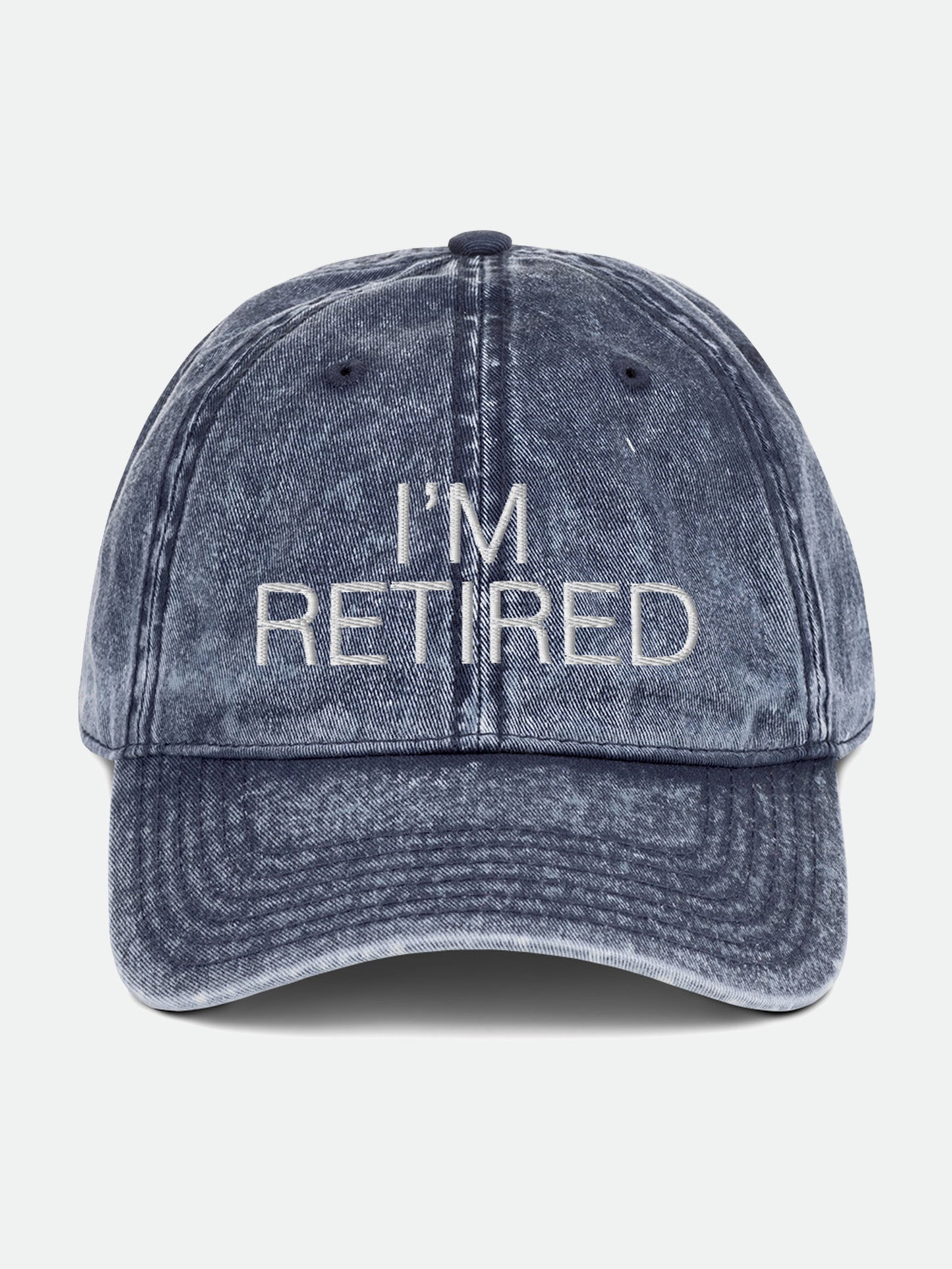 I'm Retired Embroidered Slogan Washed Cap in Blue