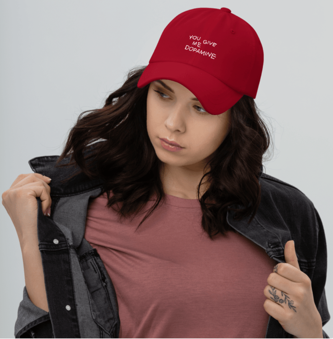 Dopamine Embroidered Slogan Cap