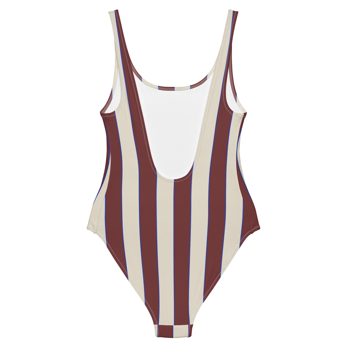 Striped One-Piece Swimsuit in Chocolate Brown