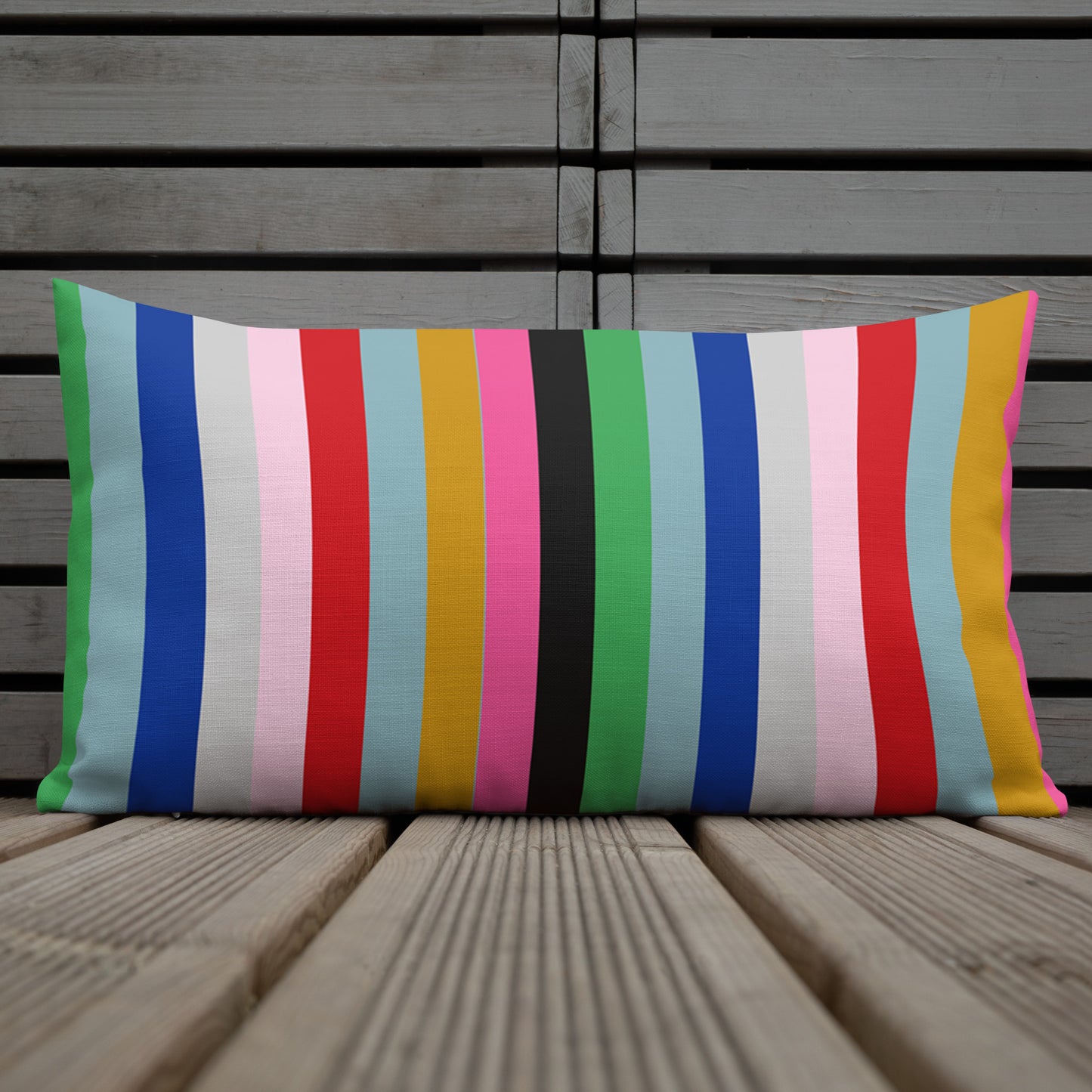 Multi Stripe Linen Look Textured Pillow