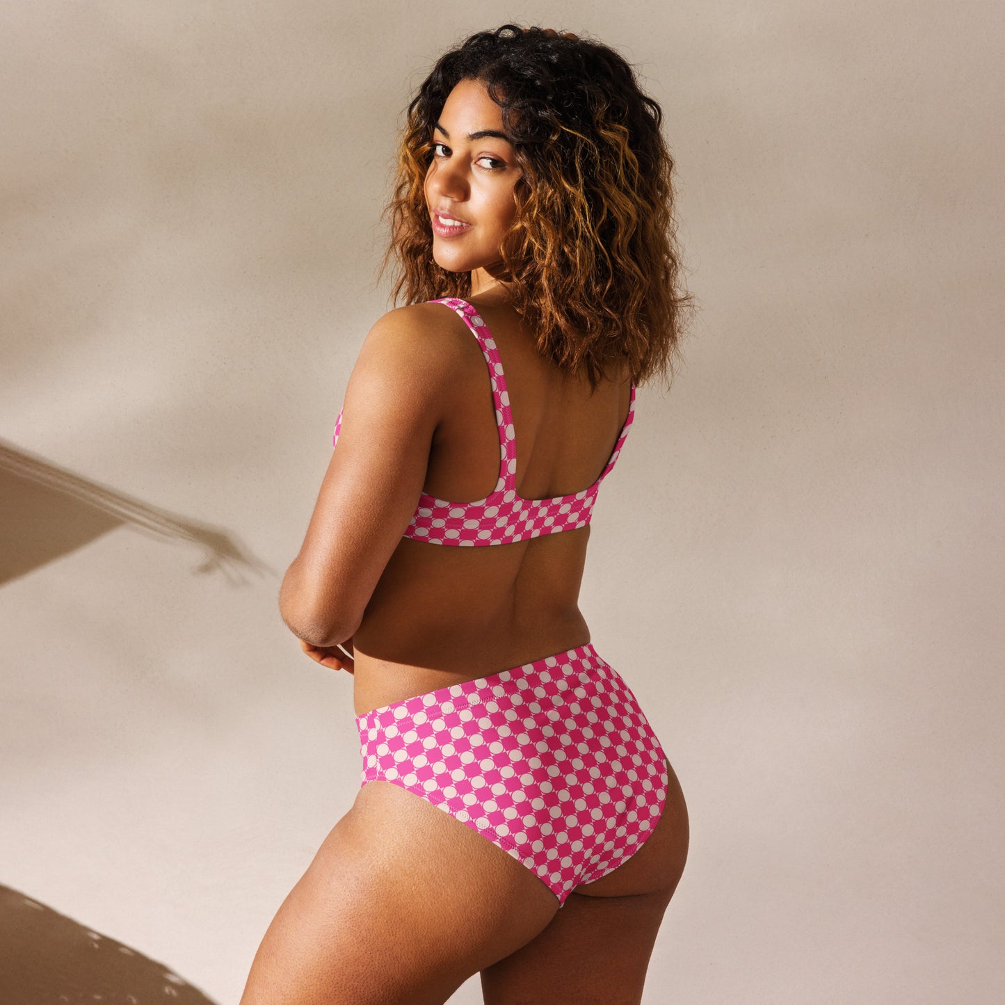 Checkered Recycled High Waisted Bikini