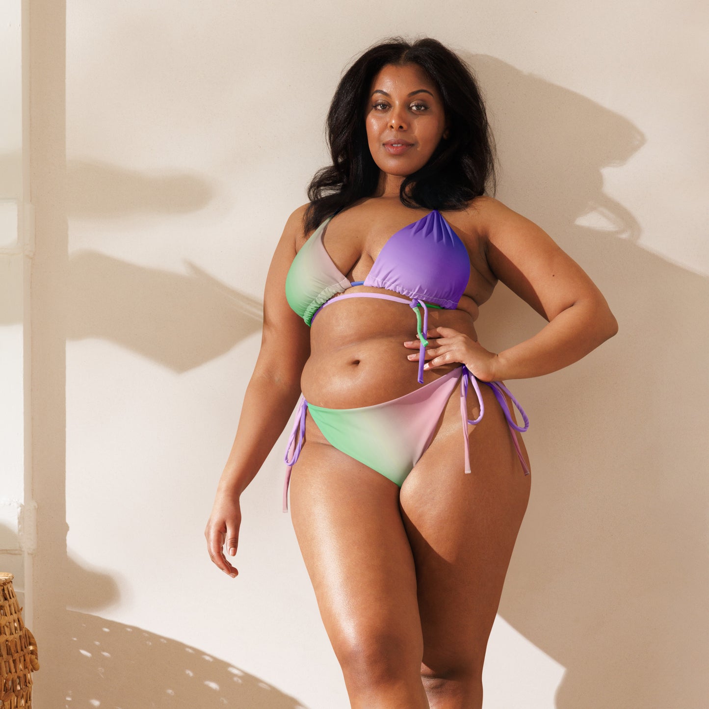 Gradient All-over print recycled string bikini