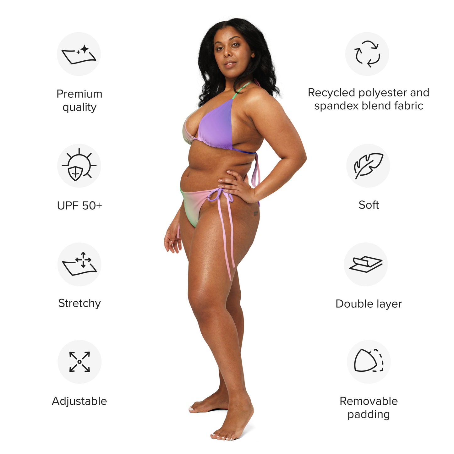 Gradient All-over print recycled string bikini