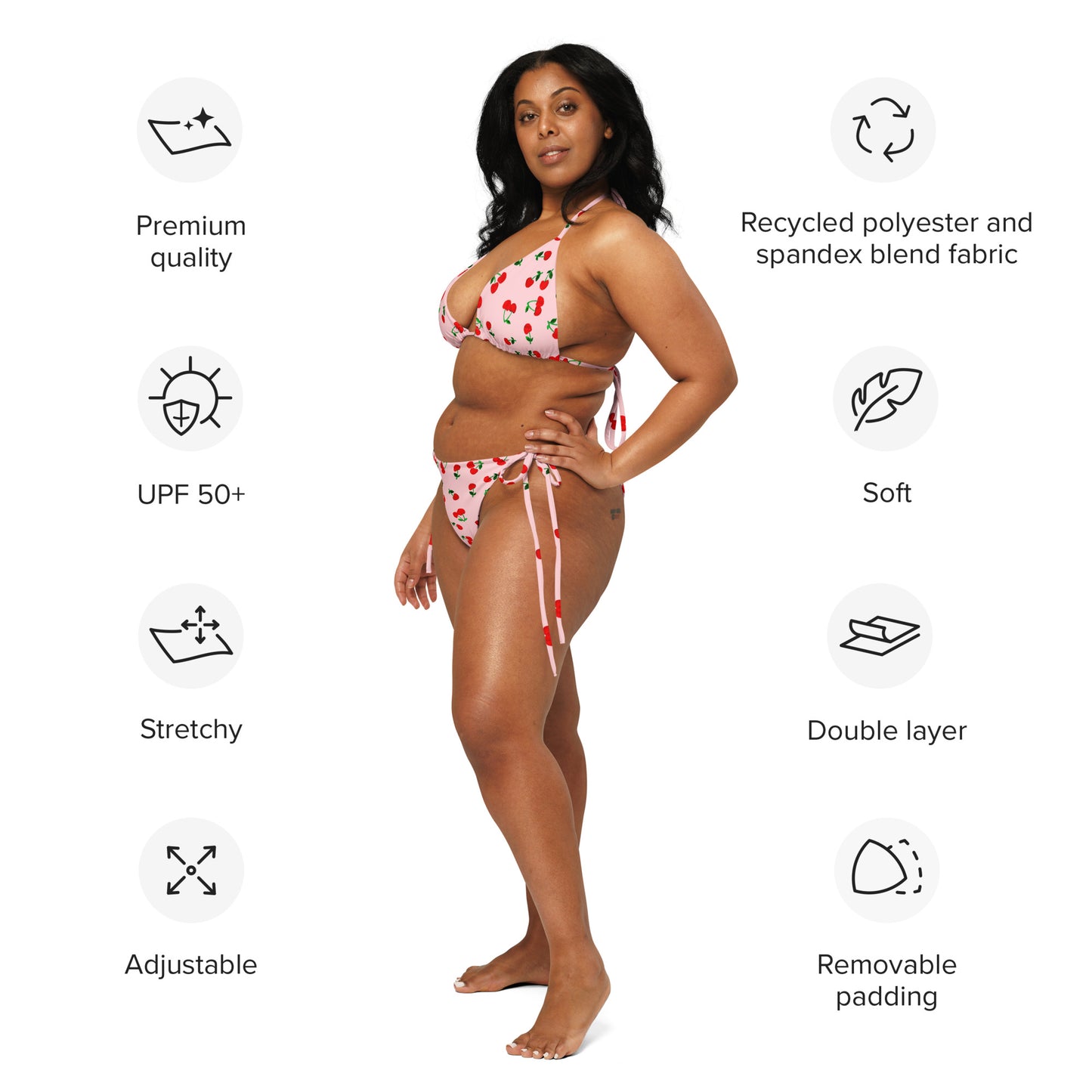 Cherry All-over print Recycled String Bikini