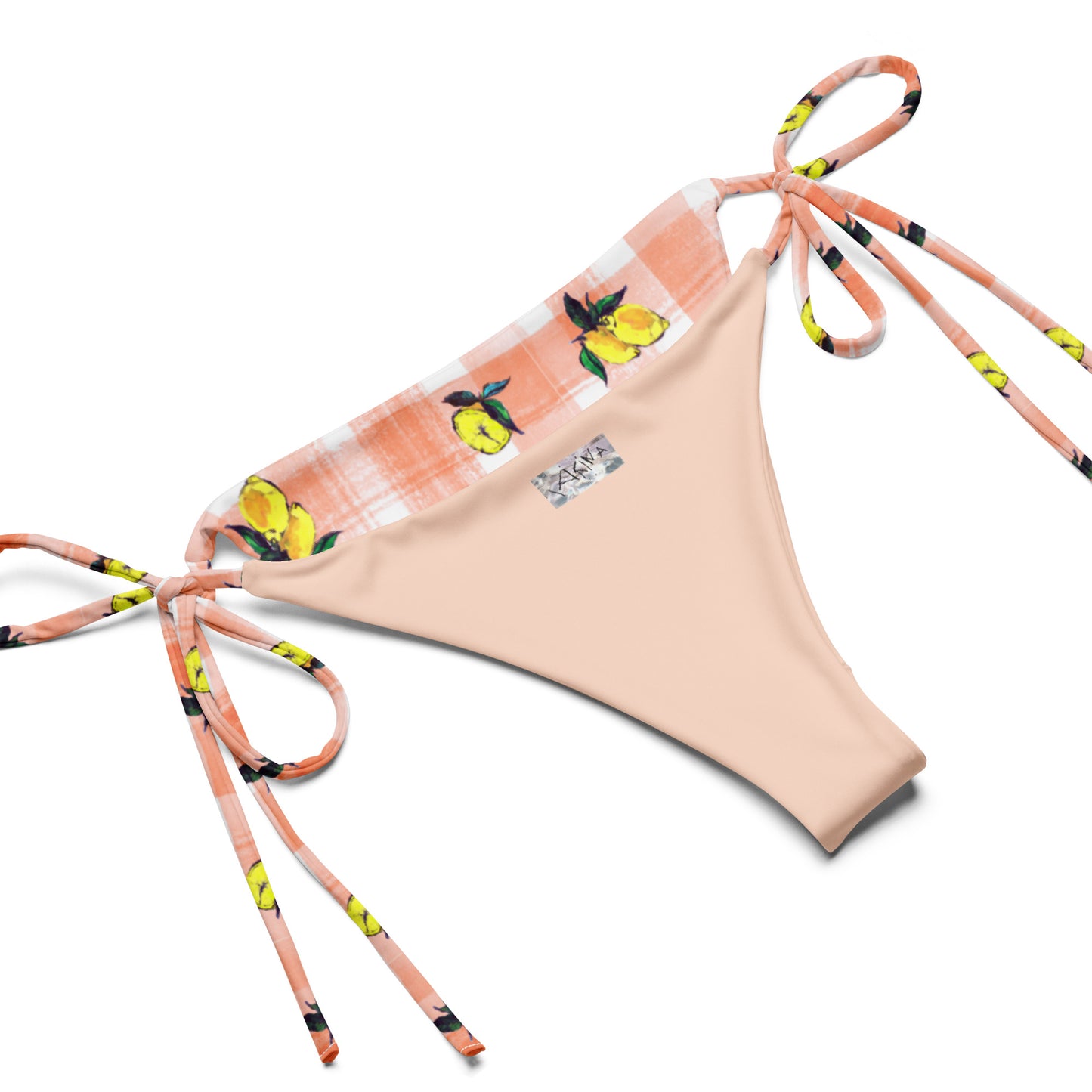 Lemon Painted Recycled String Bikini in Coral