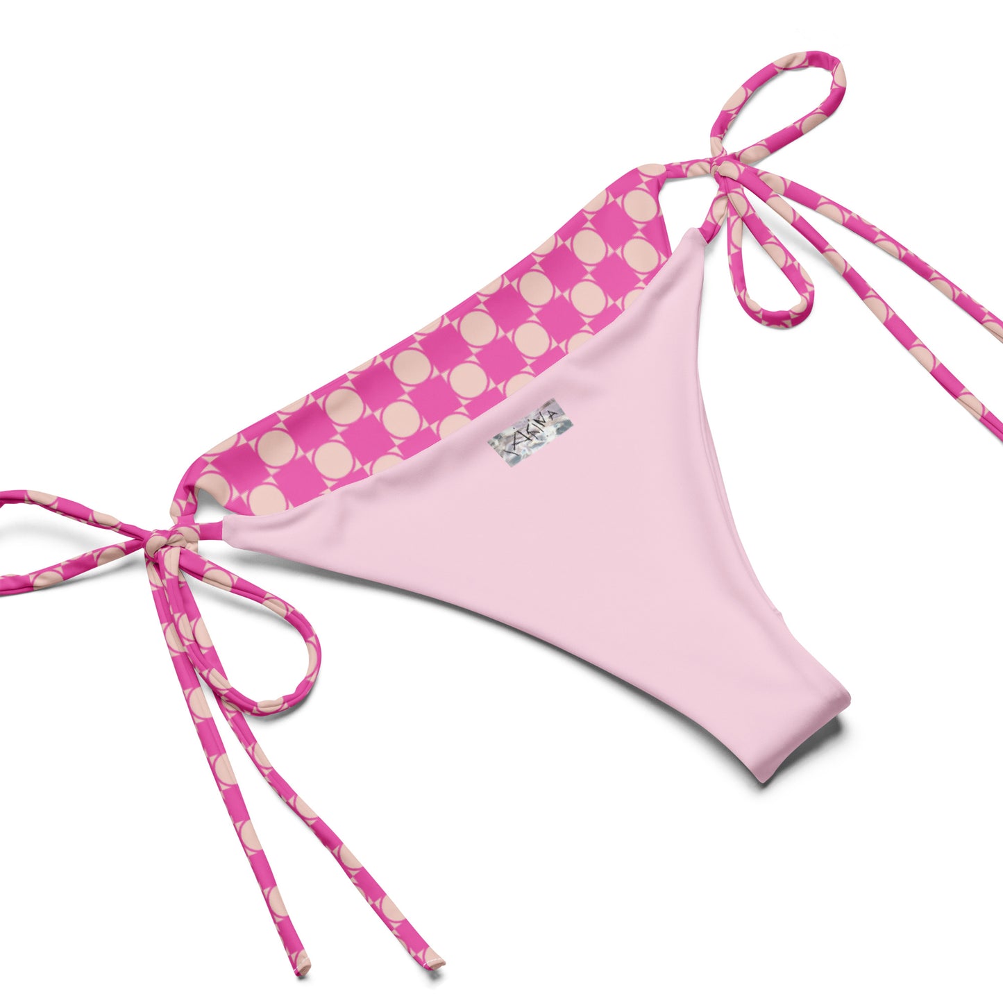 Checkered All-over print recycled string bikini