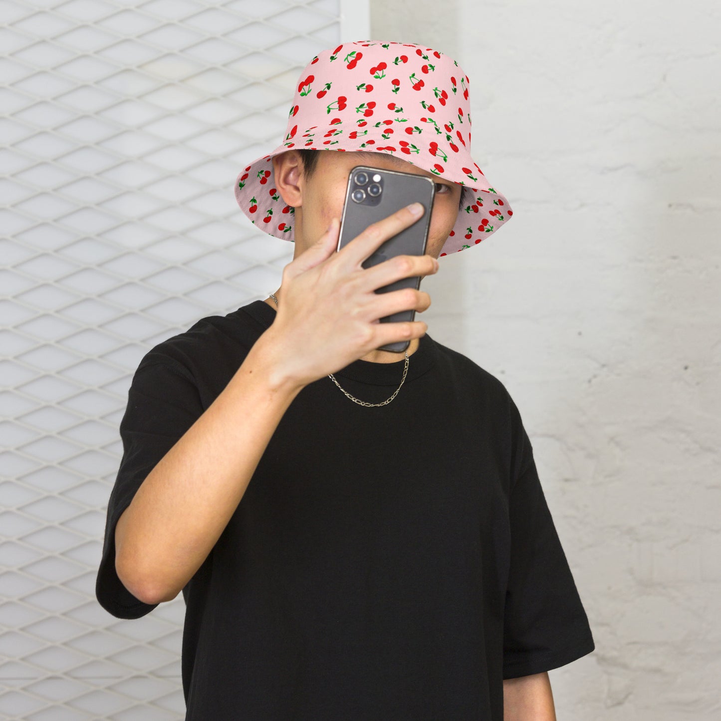 Printed Cherry Reversible Bucket Hat