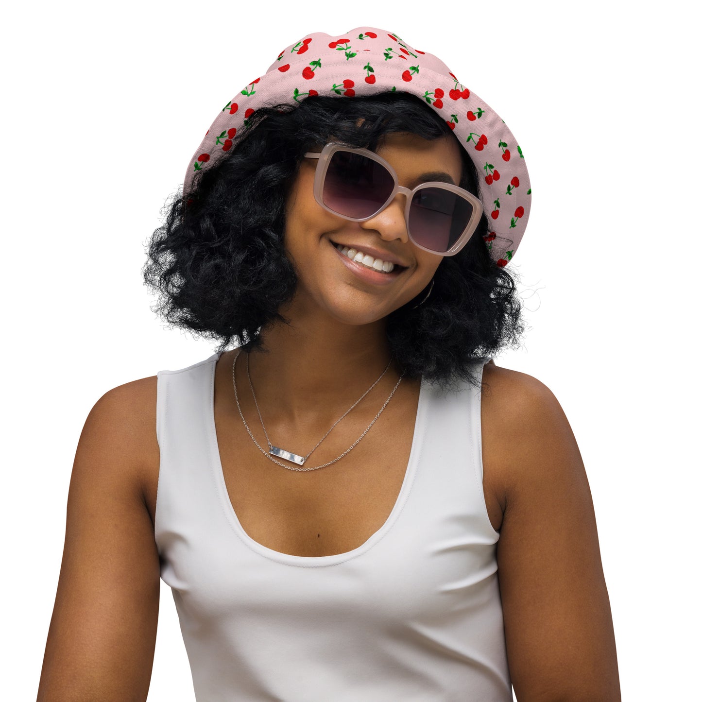 Printed Cherry Reversible Bucket Hat