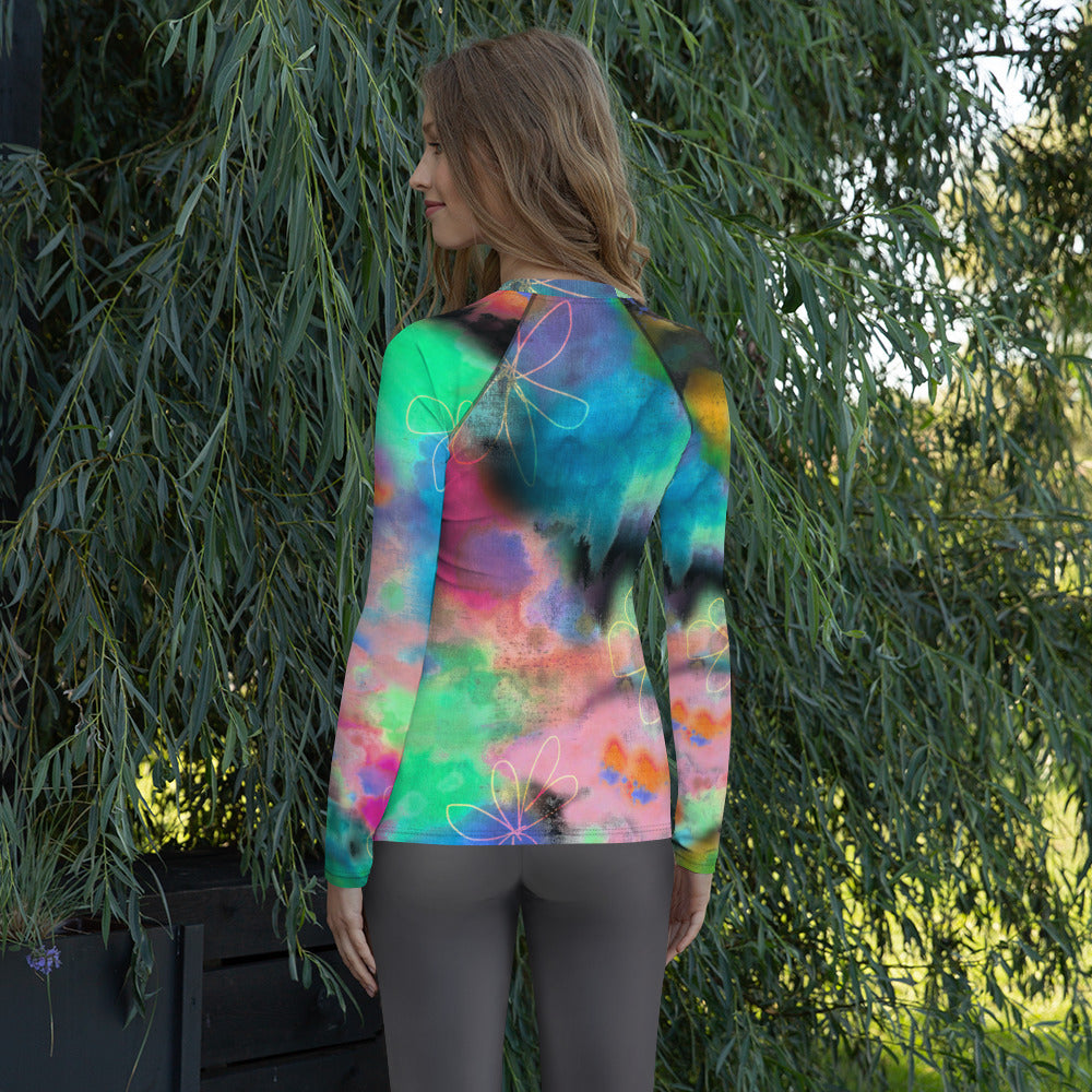 Tie Dye Printed Women's Rash Guard