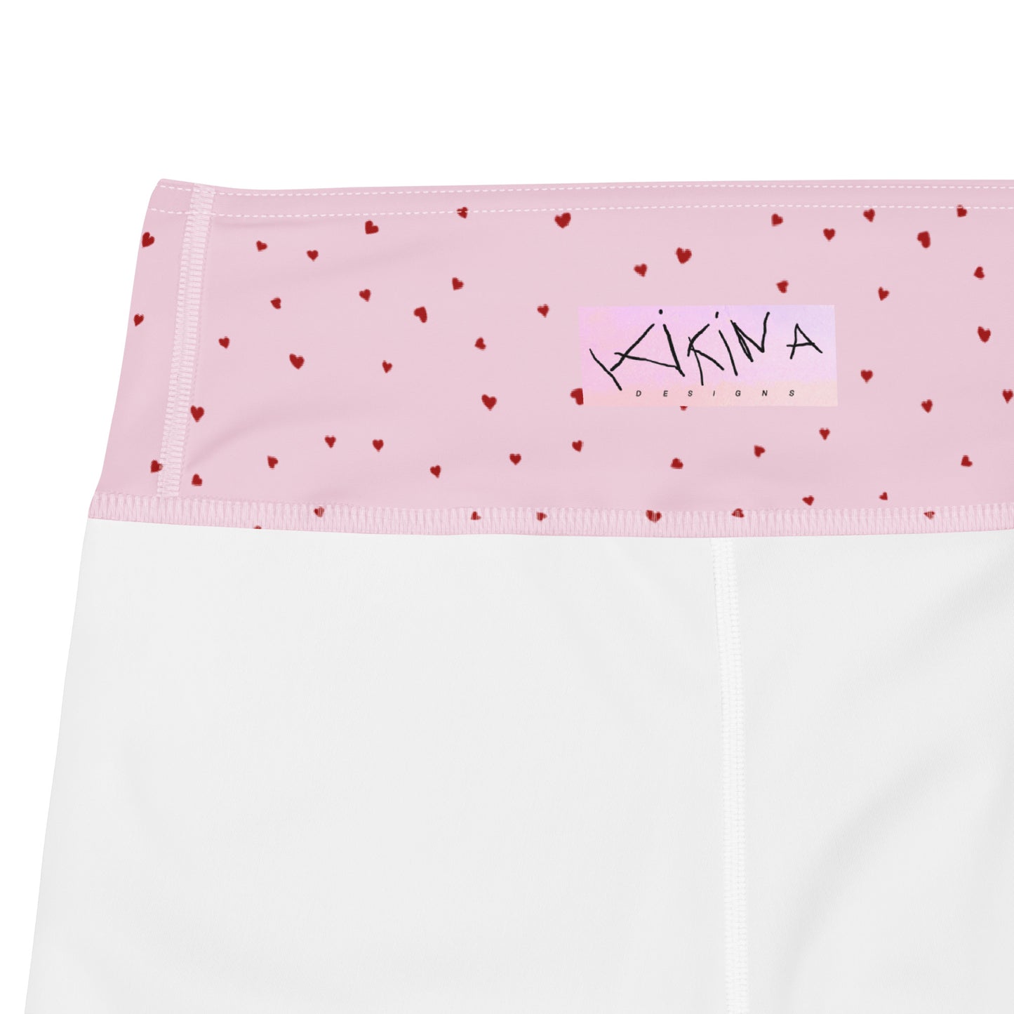 Love Heart Print Yoga Shorts in Blush