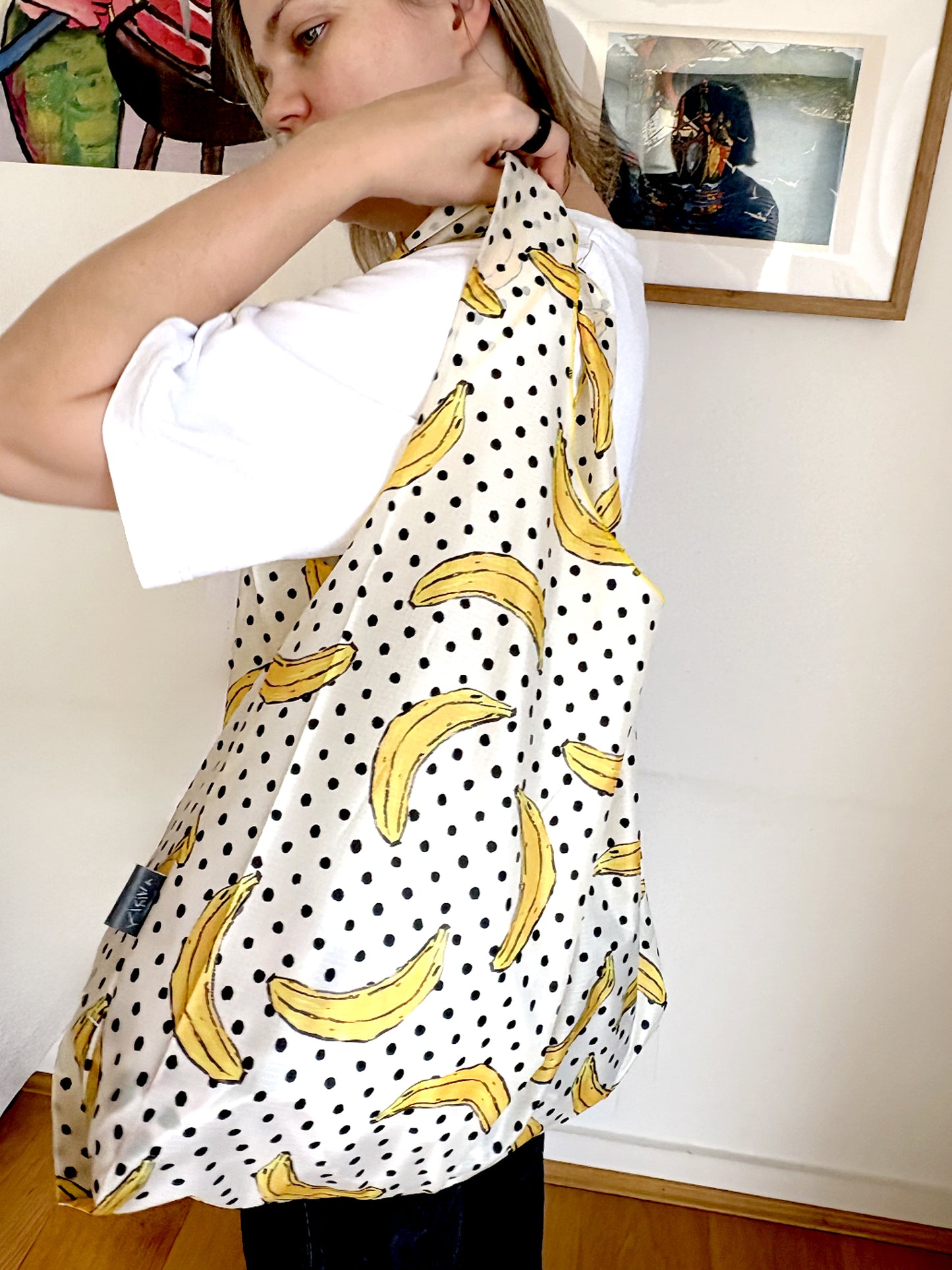 Banana Polkadot Parachute Waterproof Shopper Bag