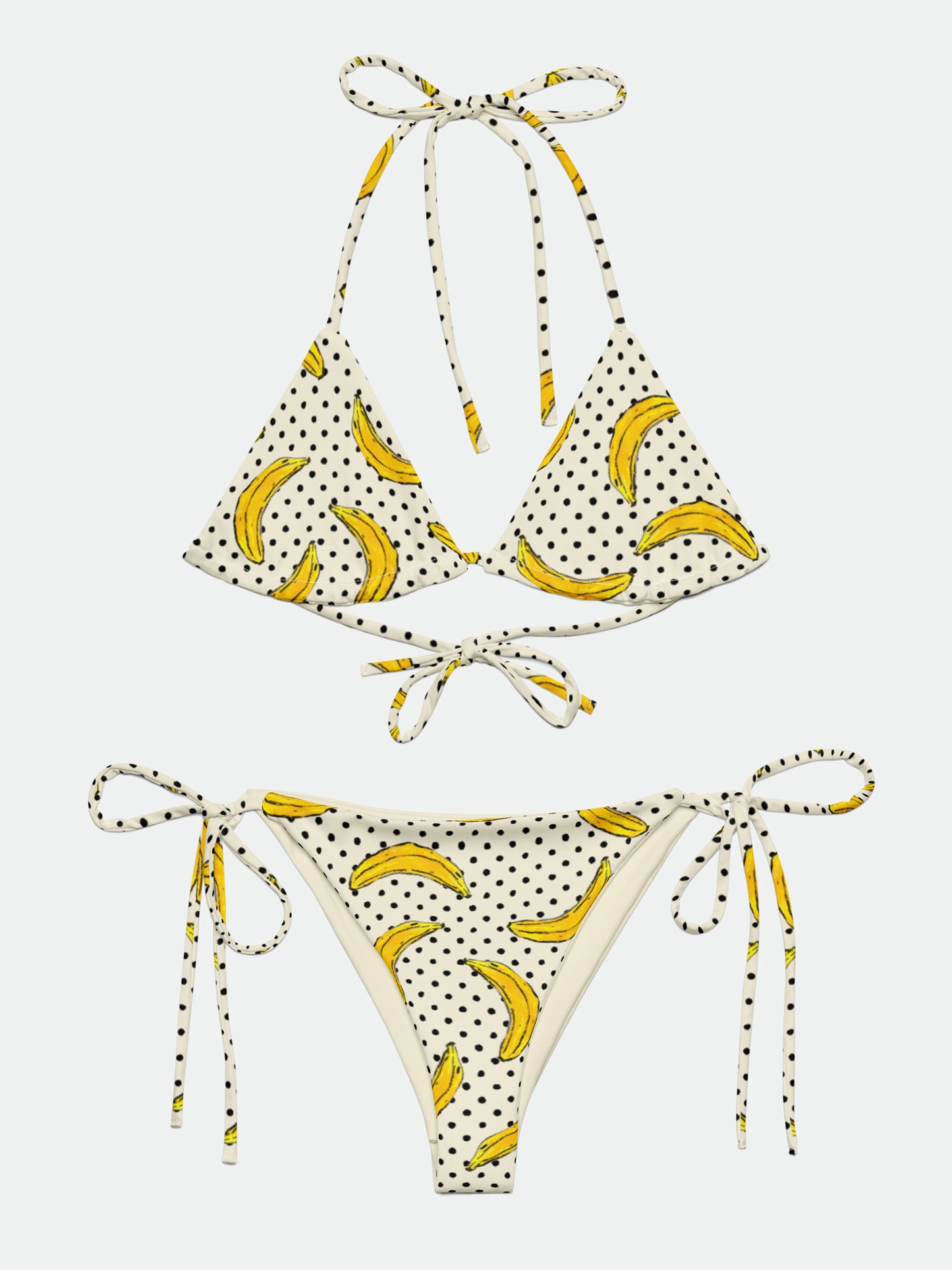 Banana Polkadot Recycled String Bikini