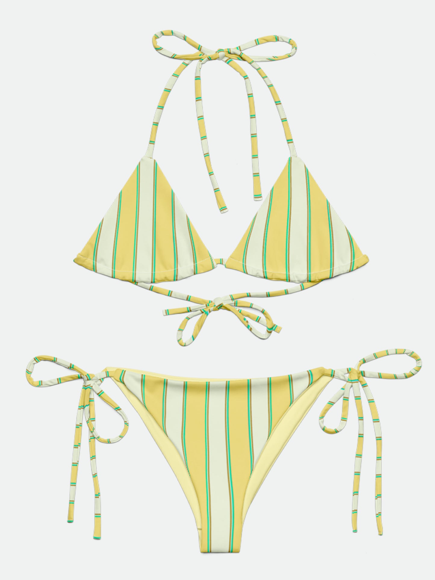 Butter yellow Stripe Recycled String bikini