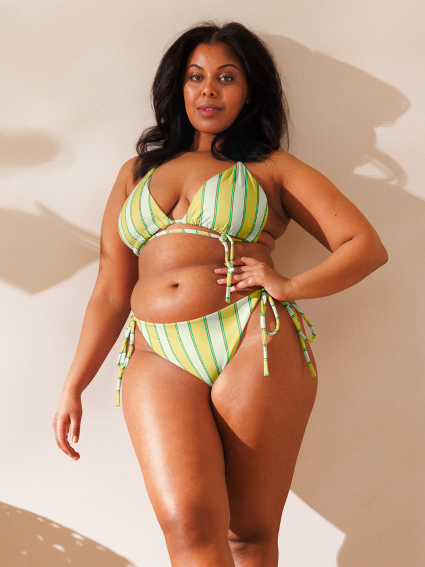 Butter yellow Stripe Recycled String bikini