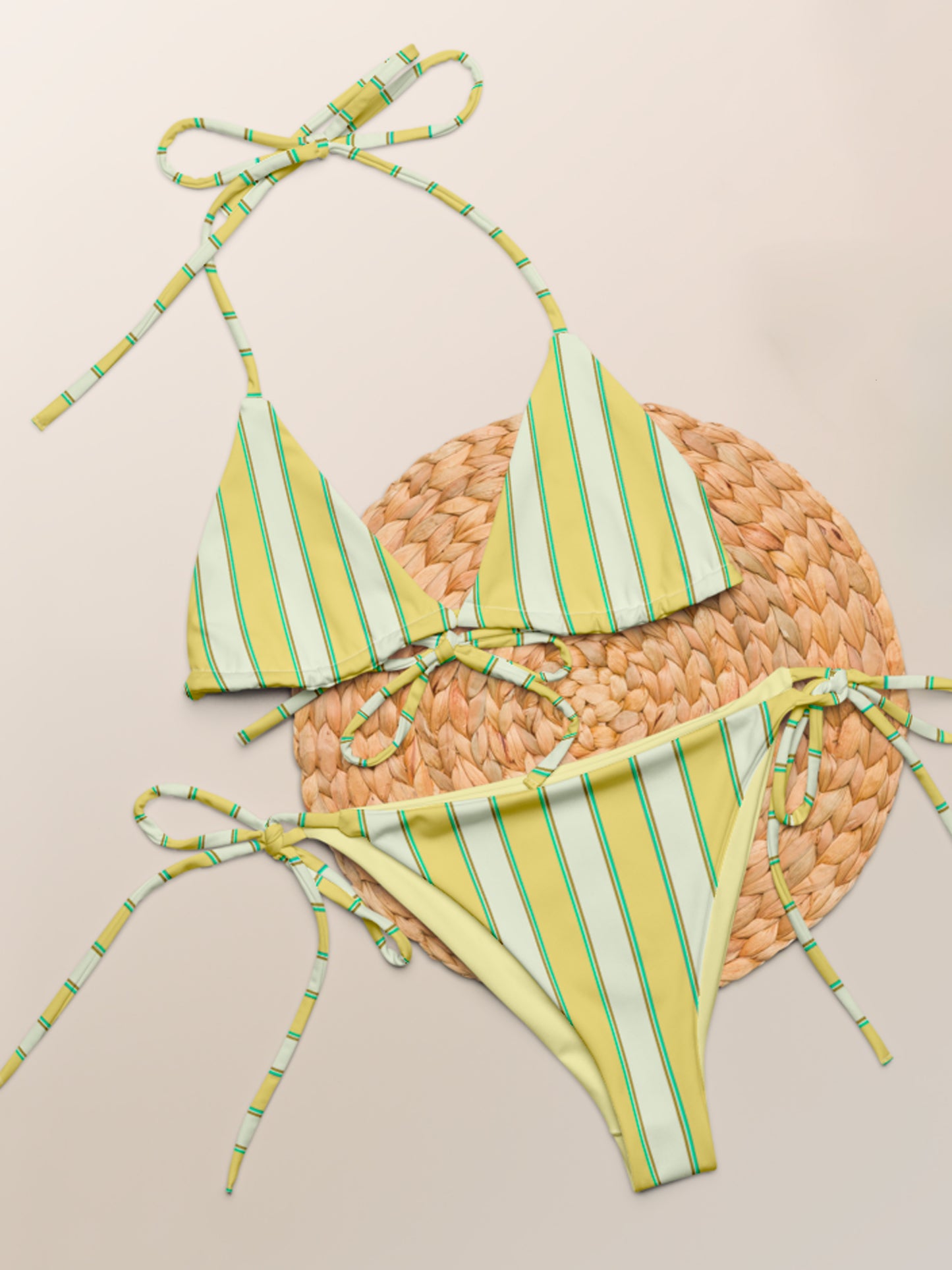 Butter yellow Stripe Recycled String bikini