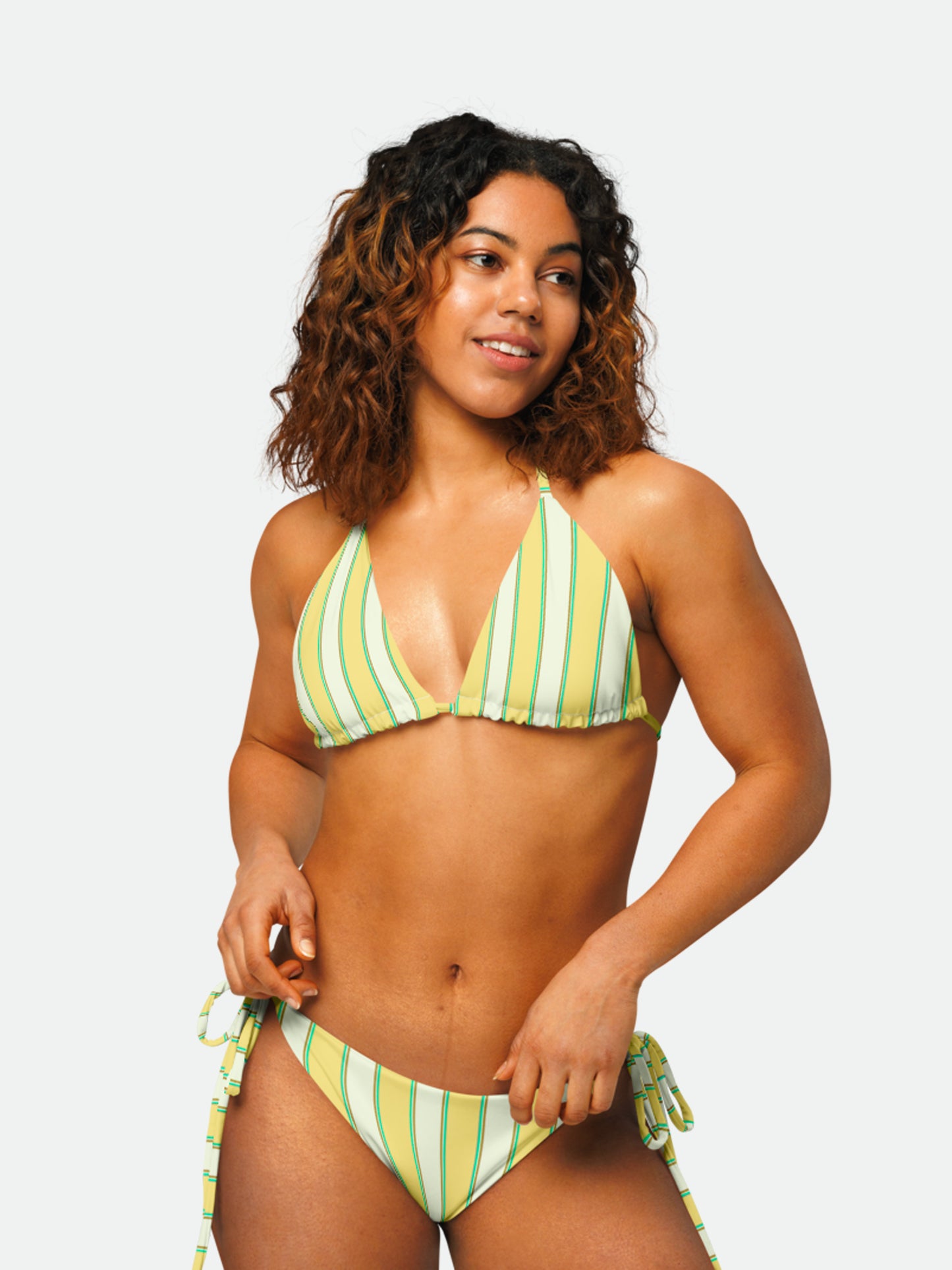 Butter yellow Stripe Recycled String bikini