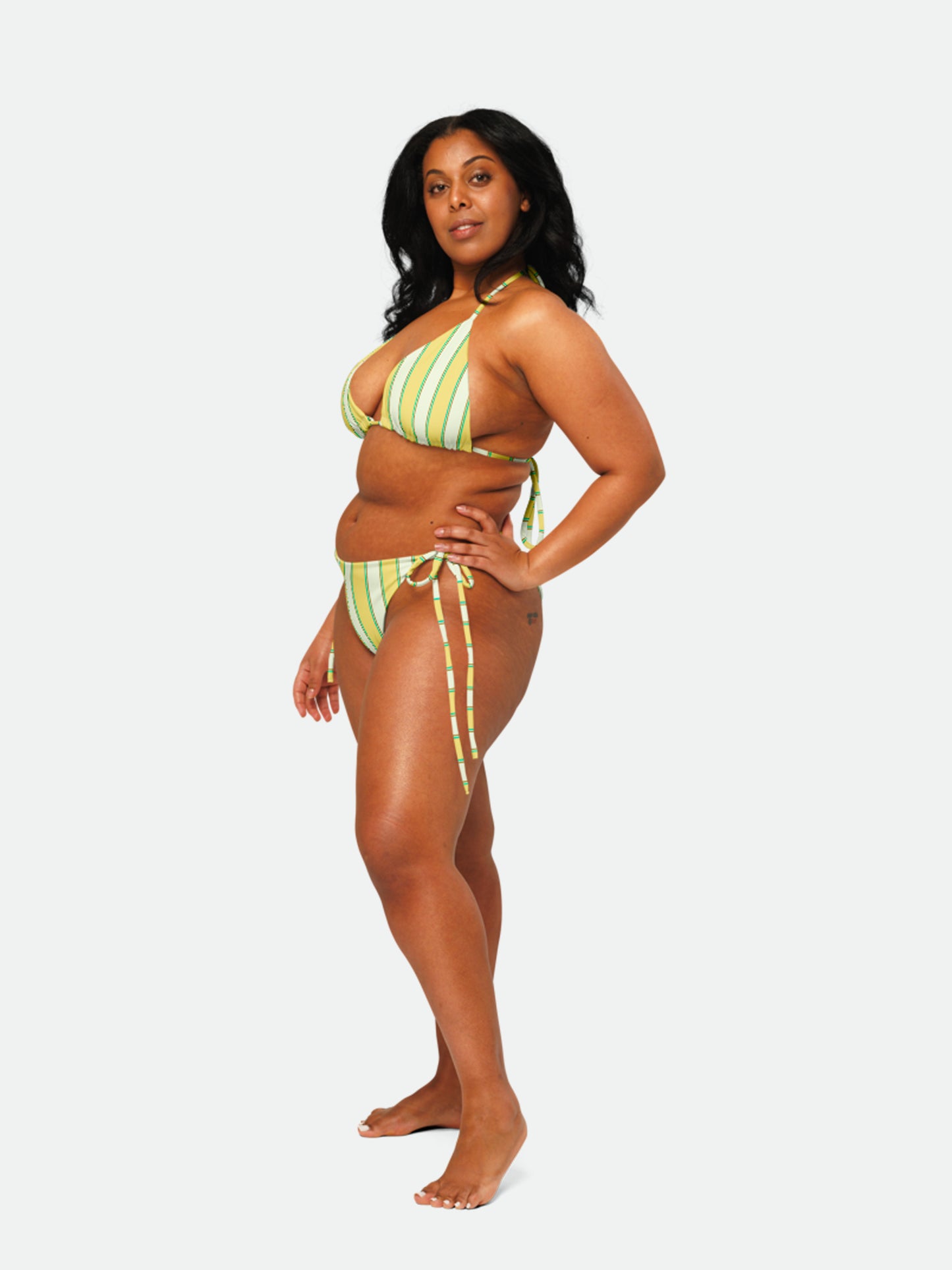 Butter yellow Stripe Recycled String bikini