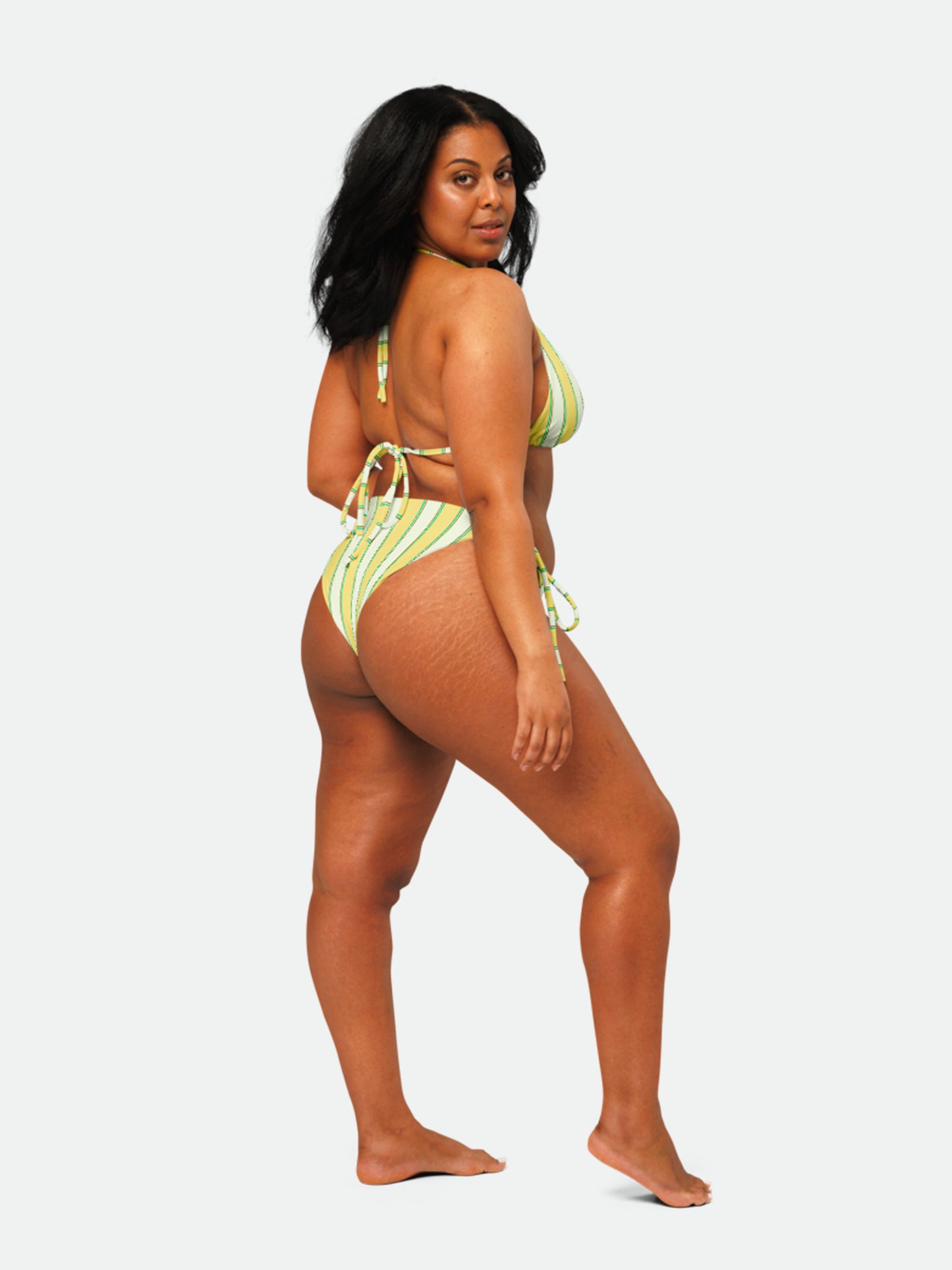 Butter yellow Stripe Recycled String bikini