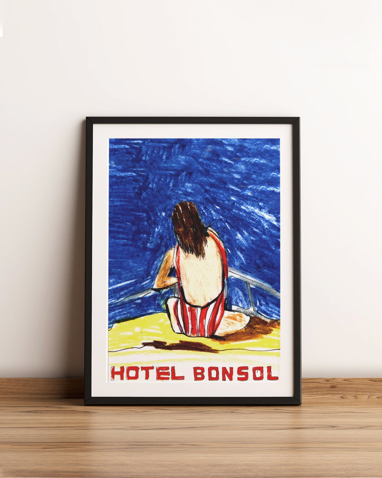 Lady on a boat. A3 Artwork. Unframed.
