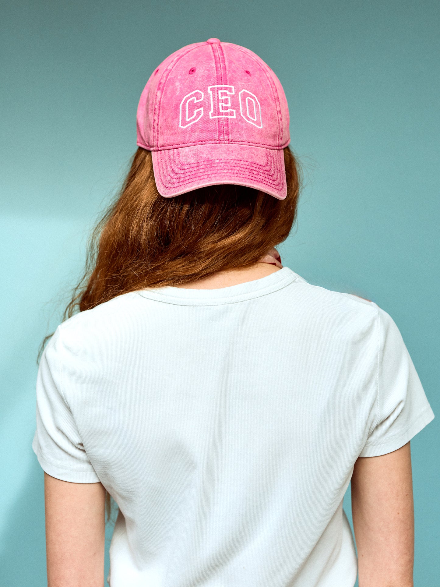 CEO Embroidered Slogan Washed Pink Cap