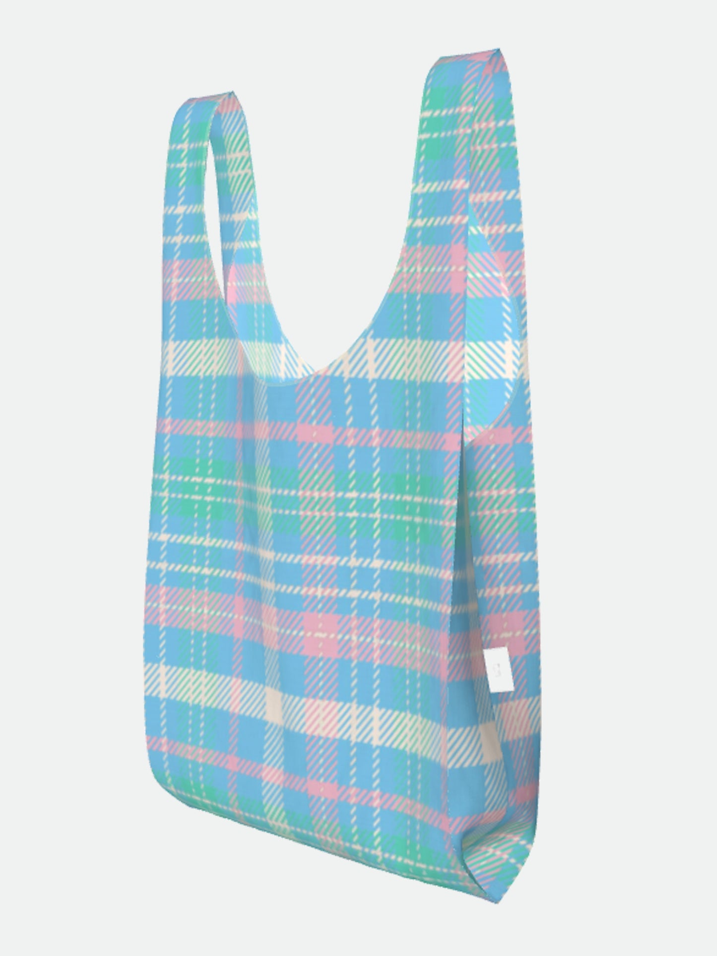 Tartan Pastel Parachute Waterproof Shopper Bag In Pastels