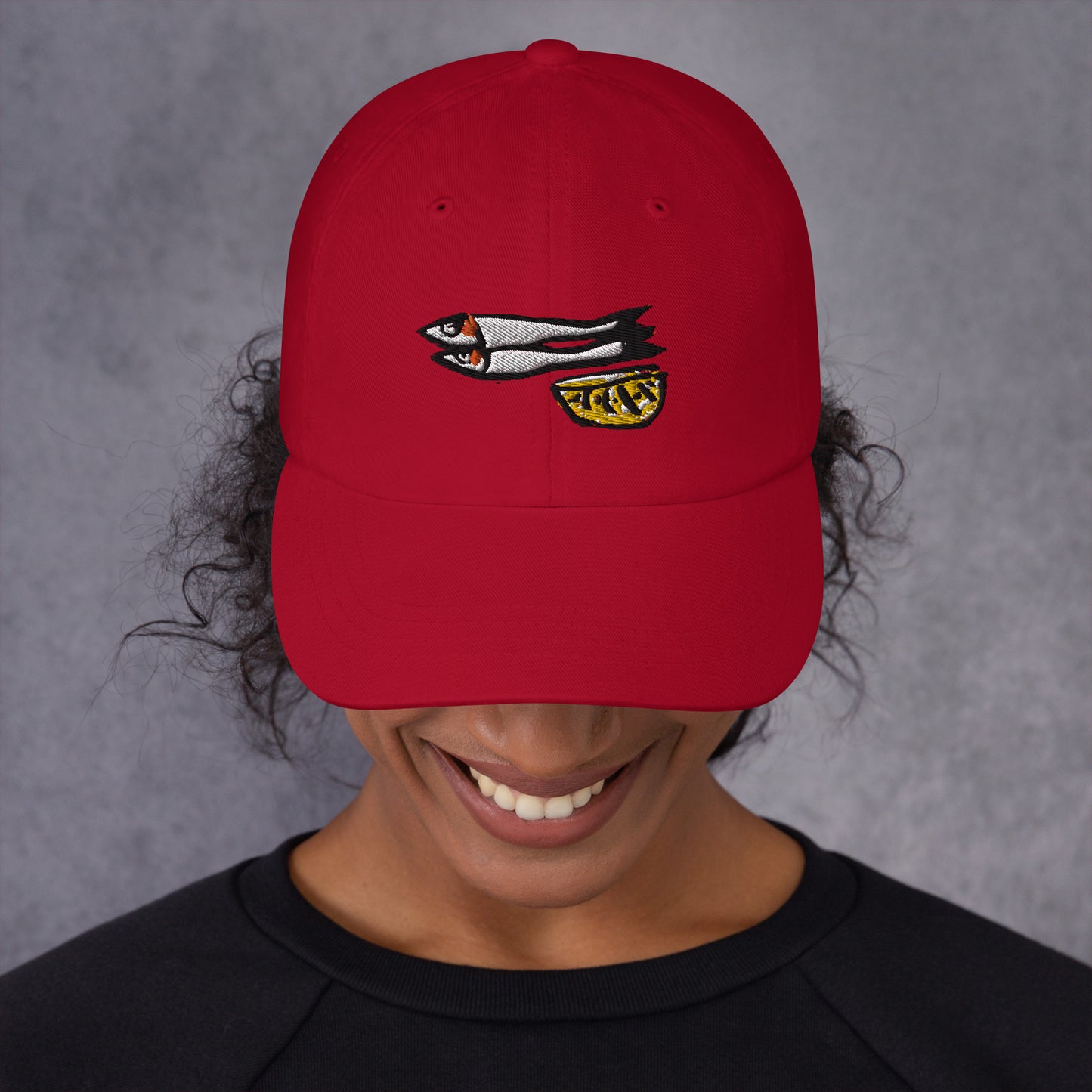 Sardines with Lemon Embroidered Cap in Pastels