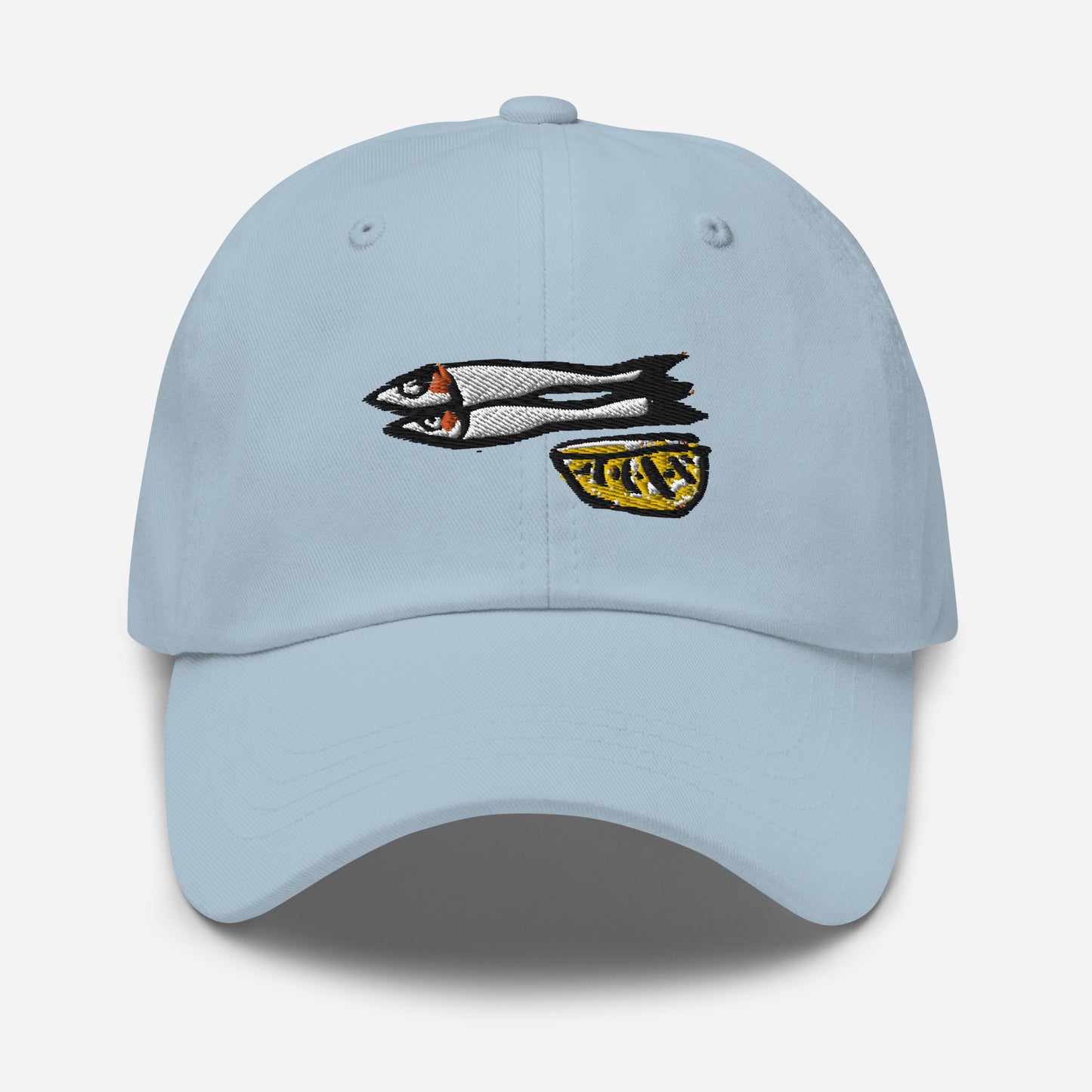 Sardines with Lemon Embroidered Cap in Pastels