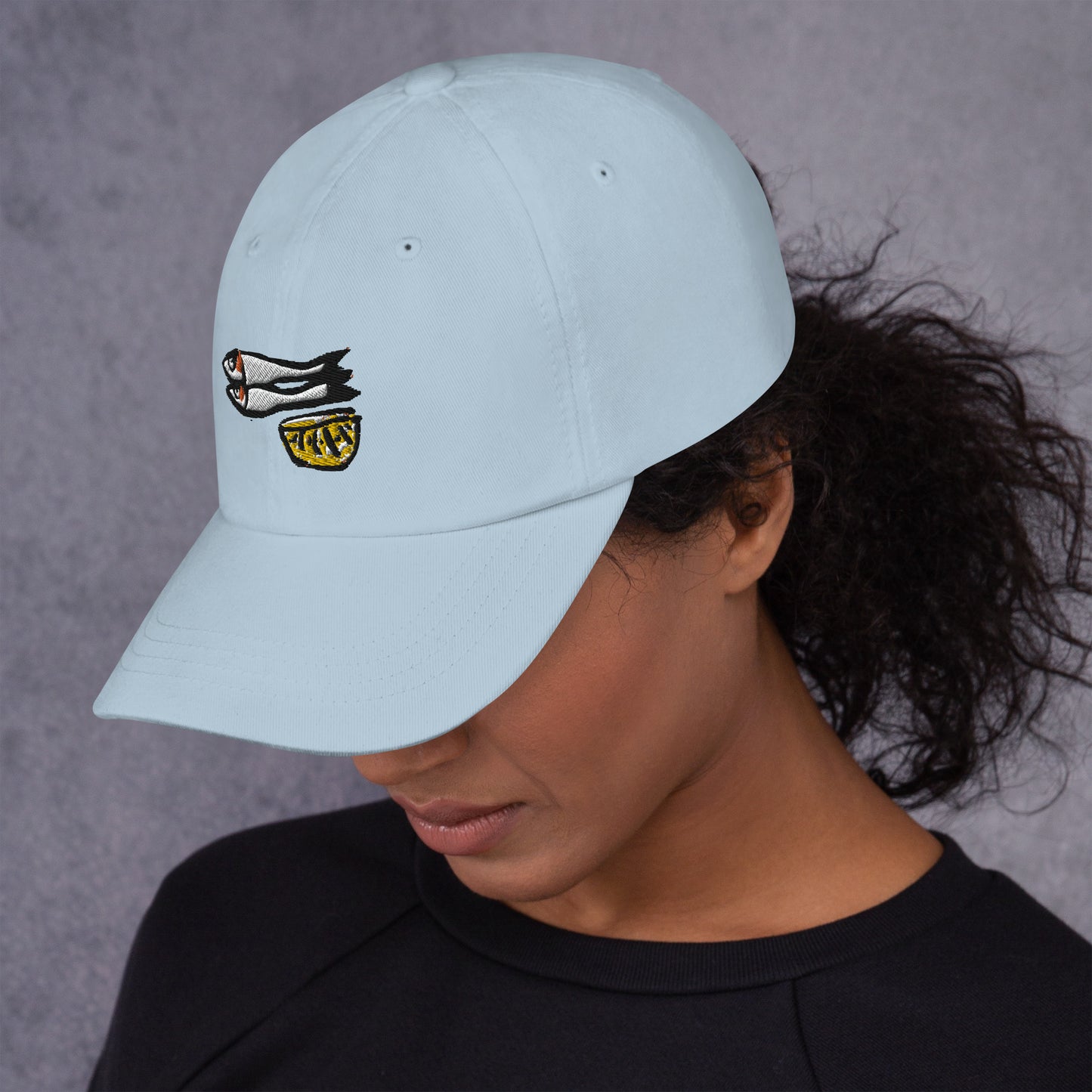 Sardines with Lemon Embroidered Cap in Pastels