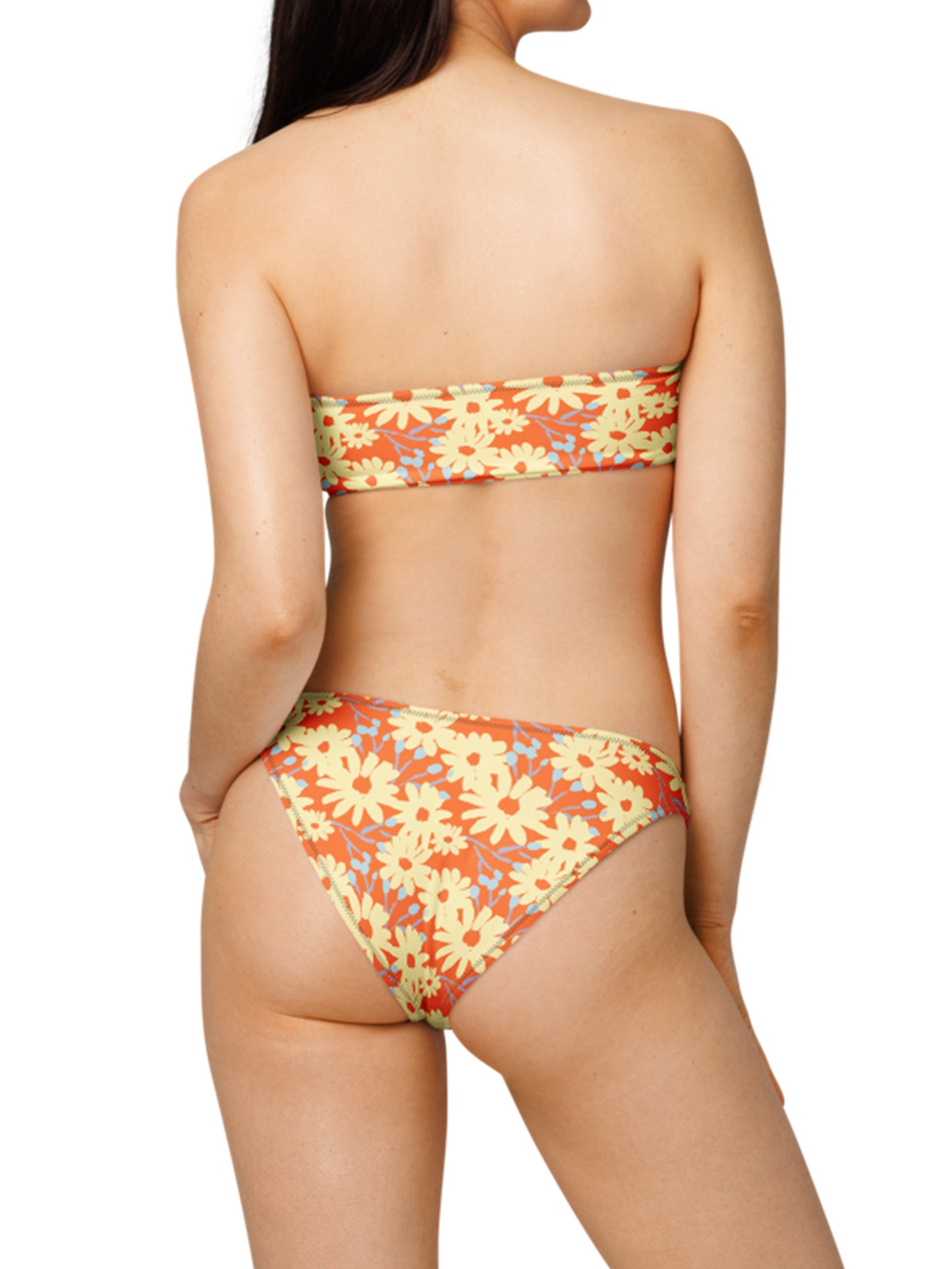Painted Daisy Recycled Bandeau Bikini in Chocolate
