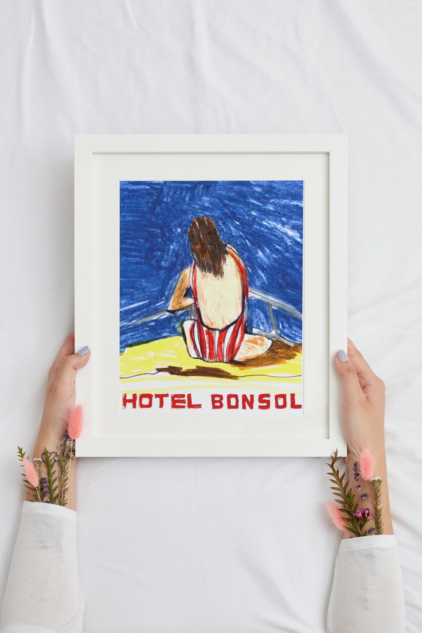 Lady on a boat. A3 Artwork. Unframed.