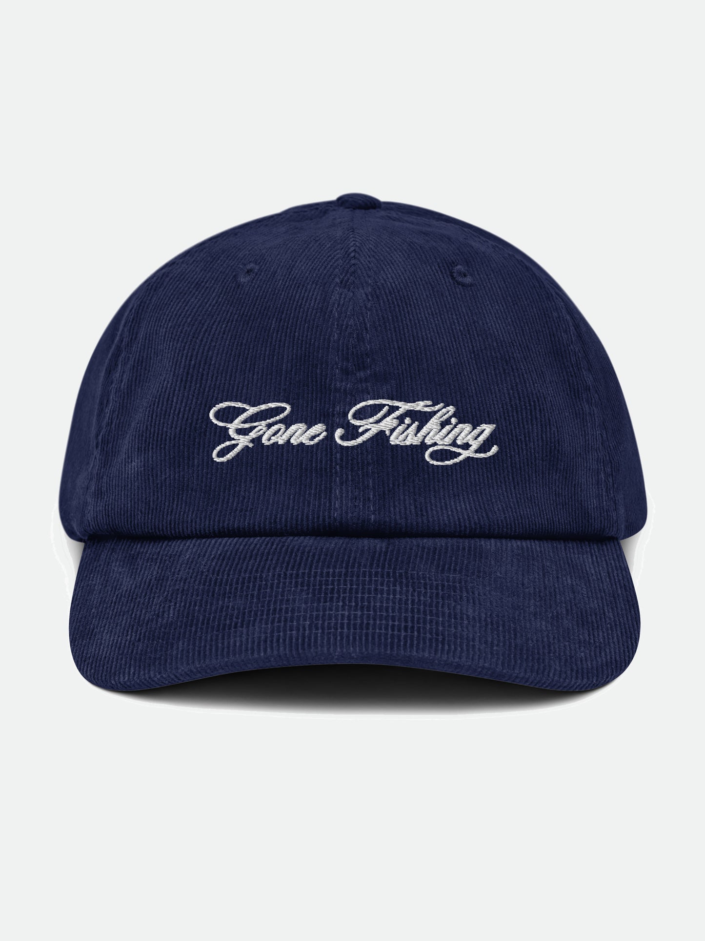 Gone Fishing Embroidered Unisex Corduroy Cap