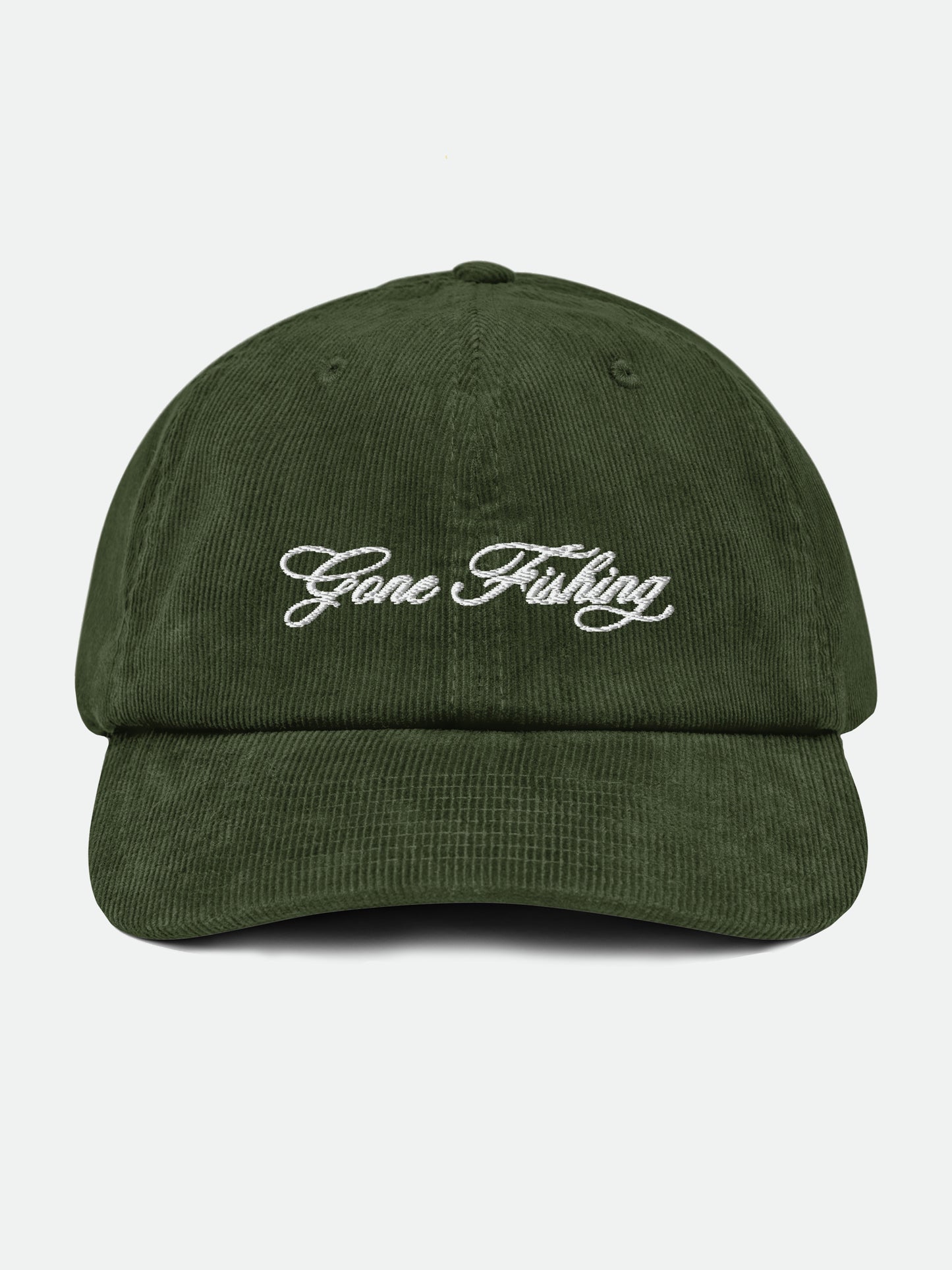 Gone Fishing Embroidered Unisex Corduroy Cap